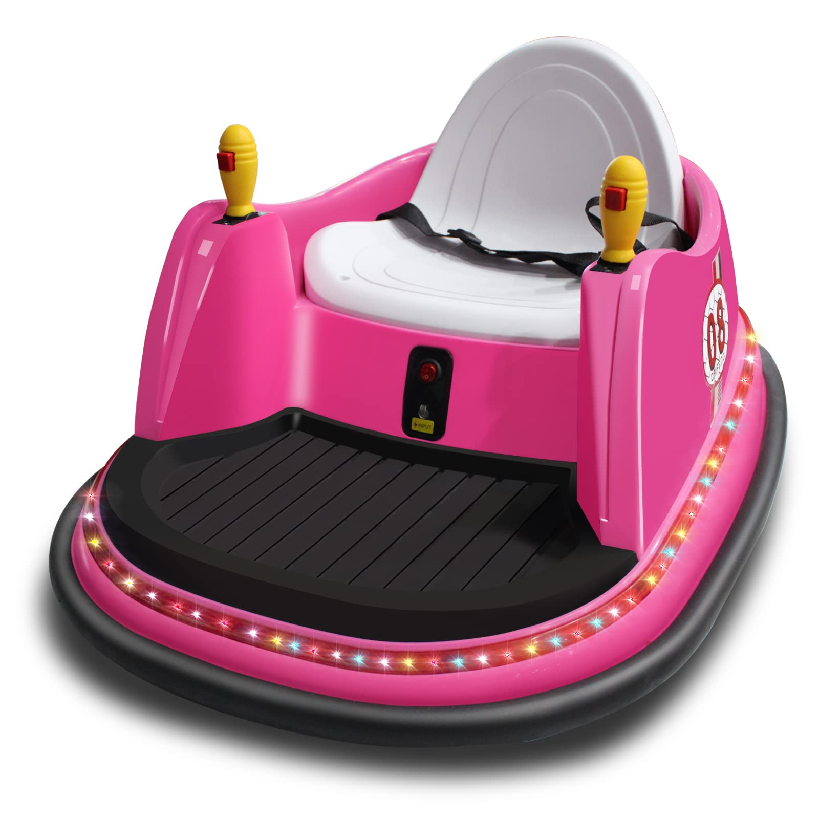 MOLACHI 12V Kids Electric Bumper Car with Remote Control - 360° Spin, LED Lights, Music & Safety Belt - Pink Ride-On Toy for Boys & Girls - Perfect for Indoor Playrooms, Birthday Gifts & Backyard Fun