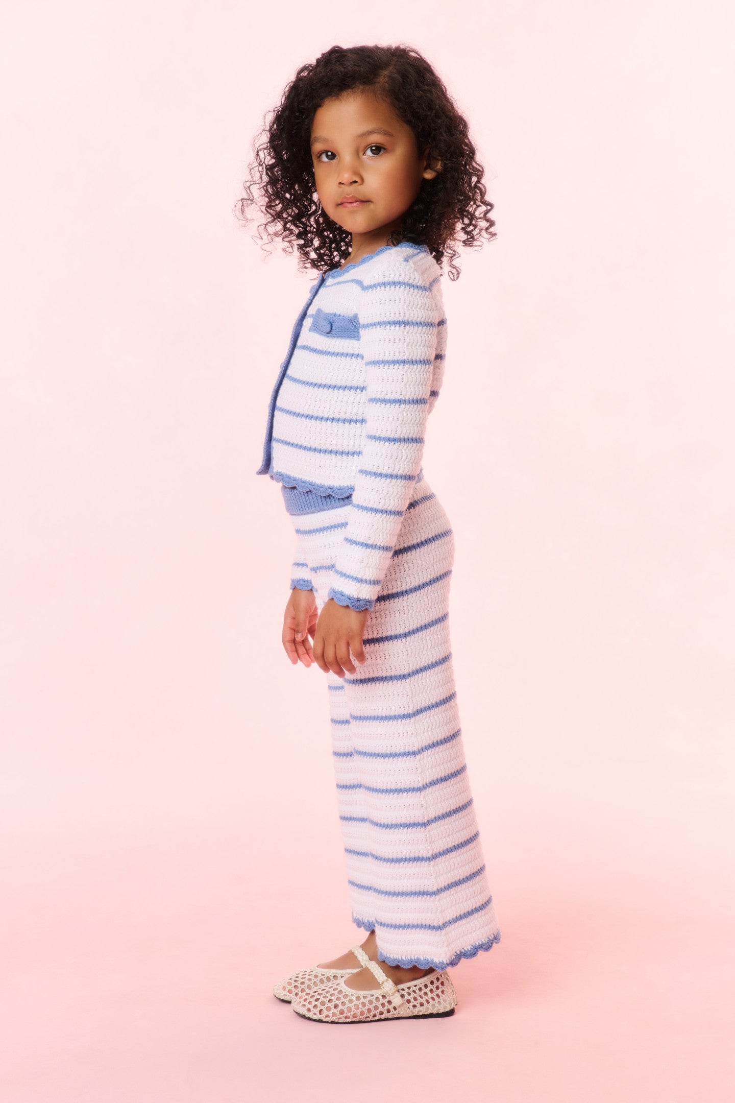 Floraine Striped Crochet Cardigan for Girls - Soft Boho Chic Knit Sweater for Spring & Fall - Perfect for School, Parties, and Casual Outfits