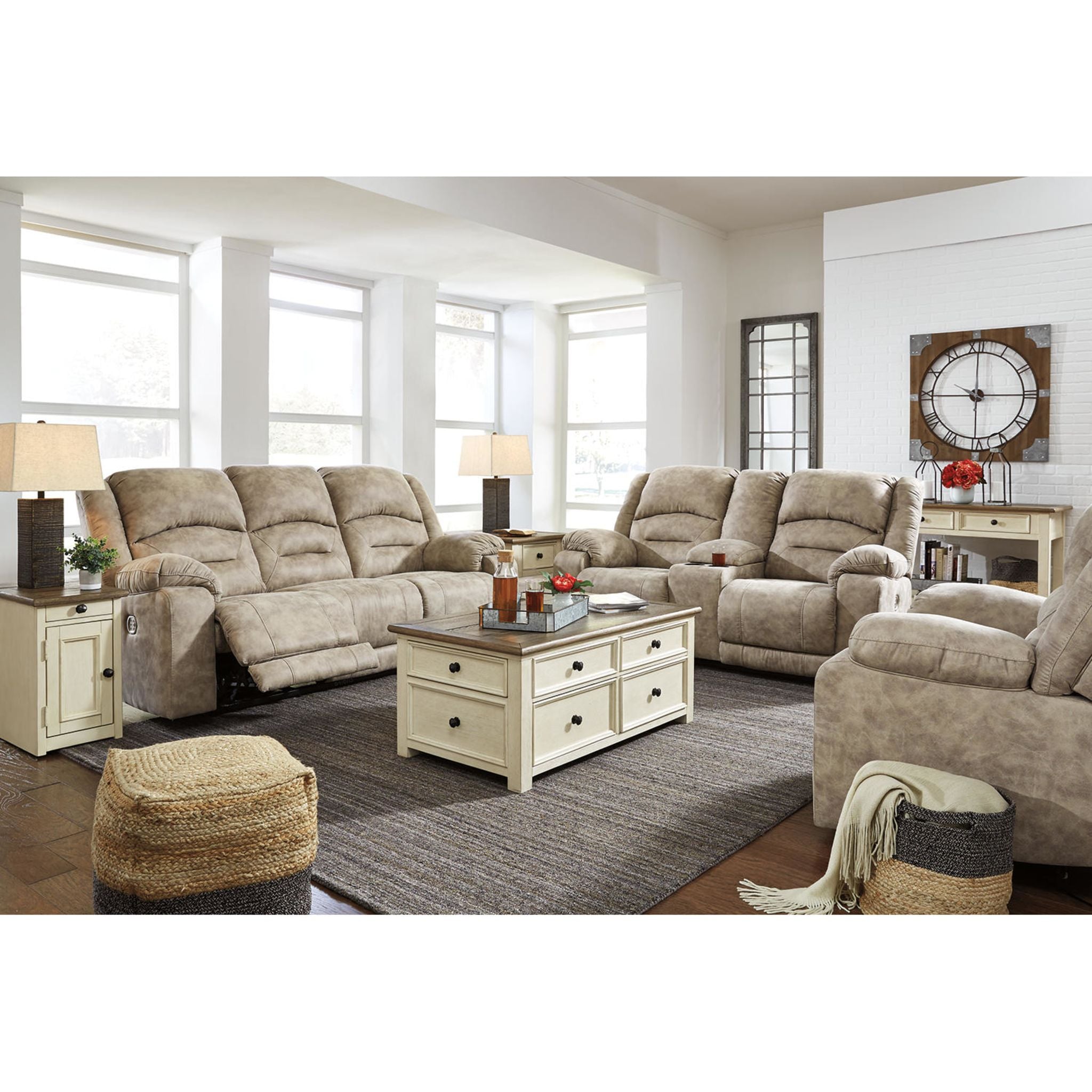 Bolanburg Chairside End Table - Two-Tone Finish for Living Room, Bedroom & Office - Stylish Side Table with Storage Shelf