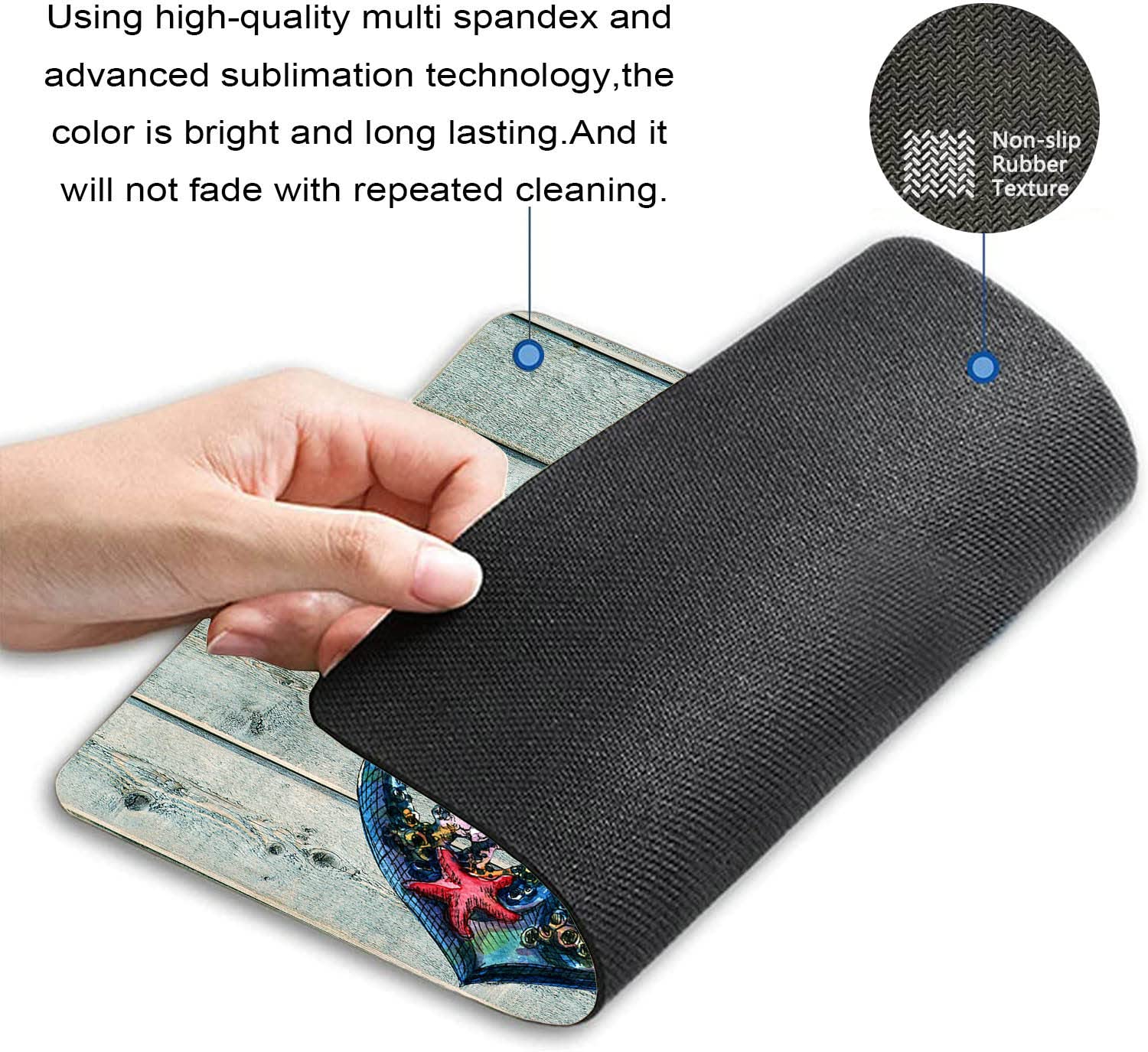Rustic Wood Plank Nautical Theme Mouse Pad - Non-Slip Rubber Base Desk Mat for Office & Laptop (9.5
