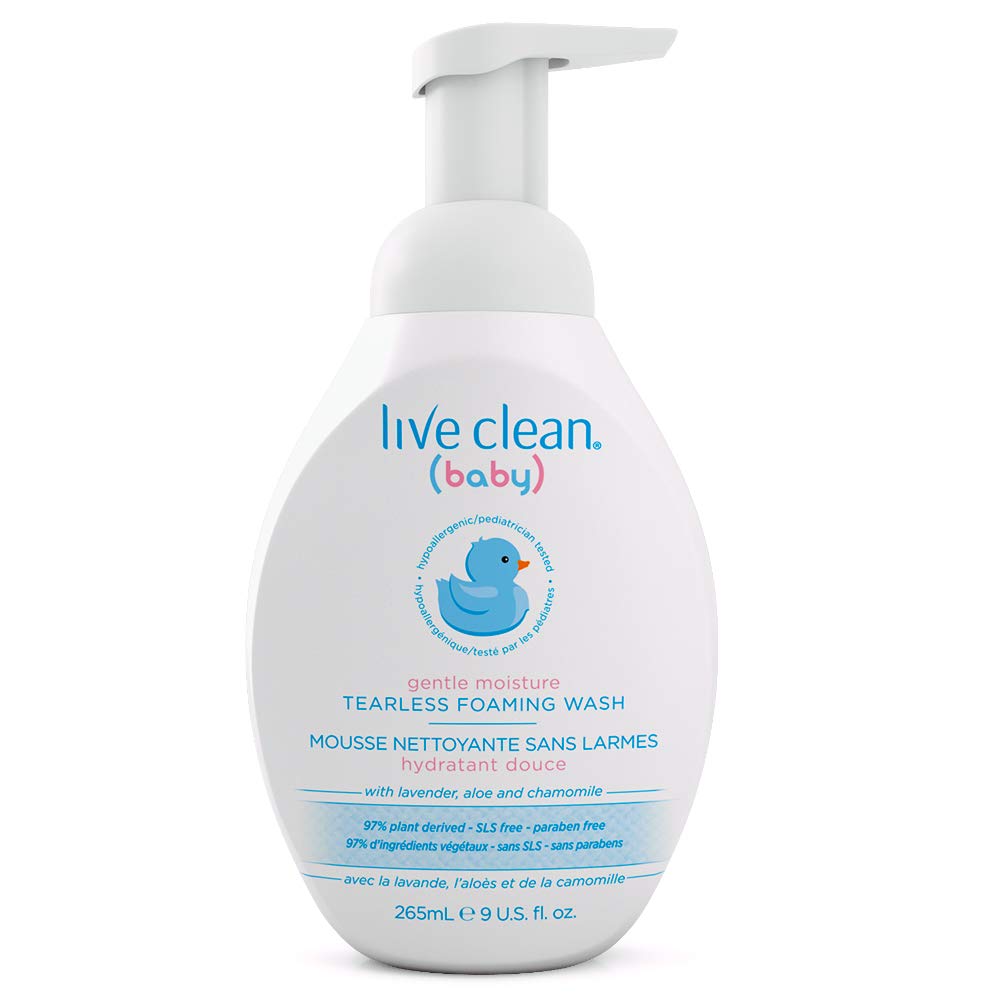 Live Clean Baby Foaming Wash - Gentle Tear-Free Baby Shampoo & Body Wash for Newborns & Kids - Perfect for Bath Time & Sensitive Skin Care