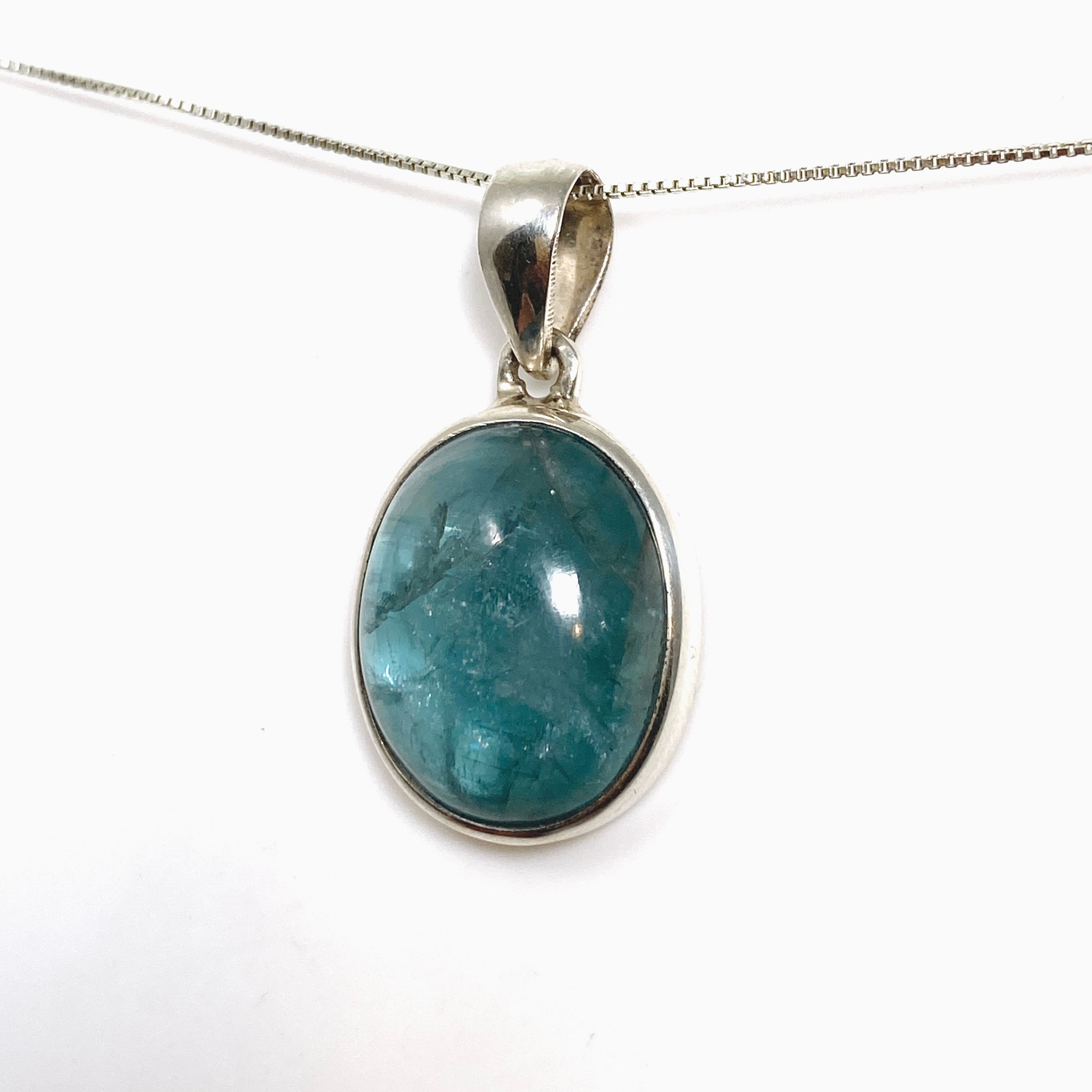 Natural Blue Green Kyanite Oval Cabochon Pendant Necklace - Handmade Gemstone Jewelry for Women - Perfect for Meditation, Healing & Spiritual Energy Work