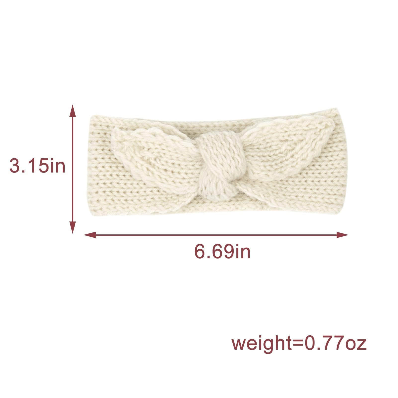 Fmeida Baby Girl Knit Headband - Warm Rabbit Knot Hair Bows for Toddlers & Children (2PCS, White & Red) | Christmas, Valentine's Day & New Year Gifts | Perfect for Holiday Photos, Birthday Parties & Winter Outfits