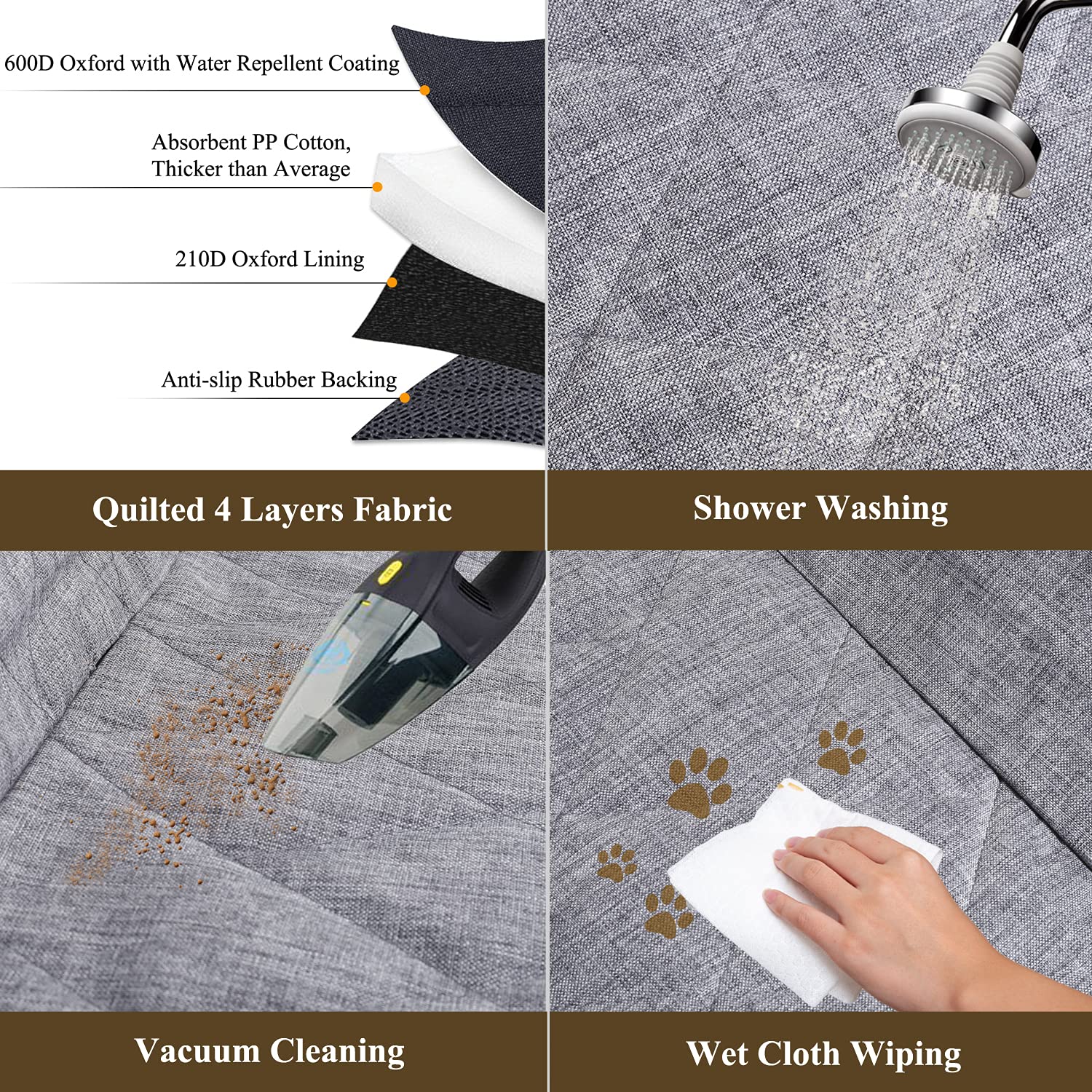 VIVAGLORY Waterproof Dog Car Seat Cover with Mesh Window - Non-Slip Hammock Style Pet Seat Protector for Back Seat & Trunk, Convertible Bench Cover with Extra Straps & Buckles (Heather Black) - Perfect for Road Trips, Vet Visits & Outdoor Adventures