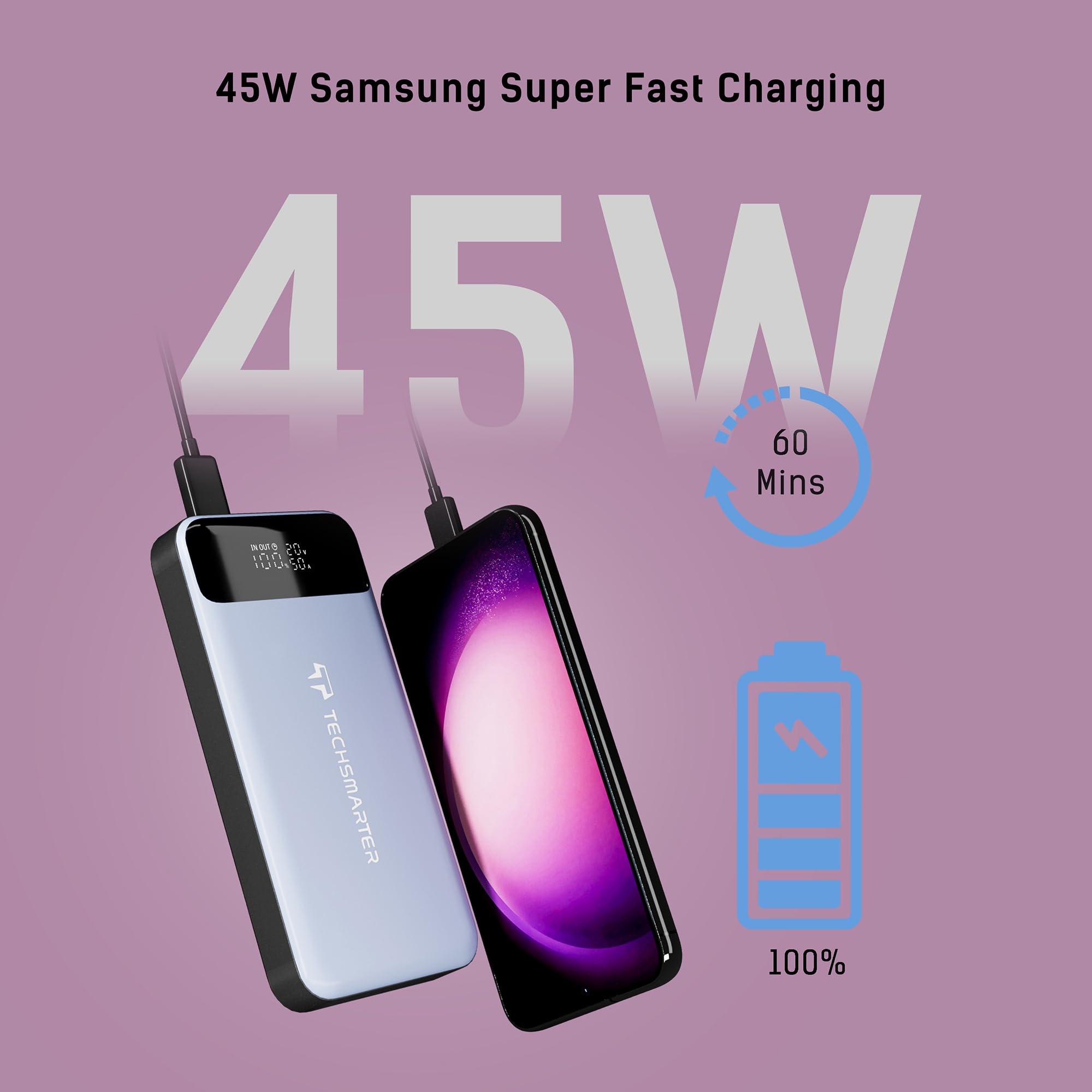 130W 30,000mAh Super Fast Charging Power Bank - Portable Laptop Battery Pack for iPhone 15/14, Galaxy S24/S23, iPad Pro, MacBook Pro, Chromebook, Steam Deck, Dell & HP | Perfect for Travel, Work & Gaming