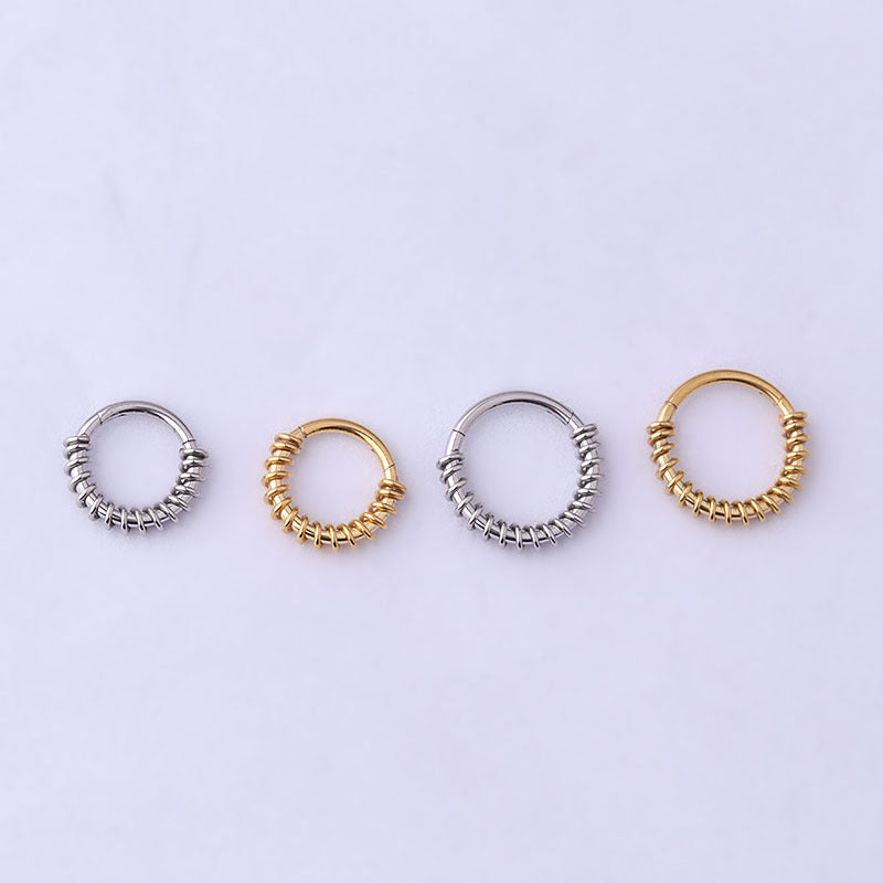 16G 8mm 10mm Stainless Steel Wire Wrap Nose Septum Ring - HSPJ718 | Hypoallergenic Body Jewelry for Women & Men | Perfect for Septum Piercing, Nose Hoops & Boho Style