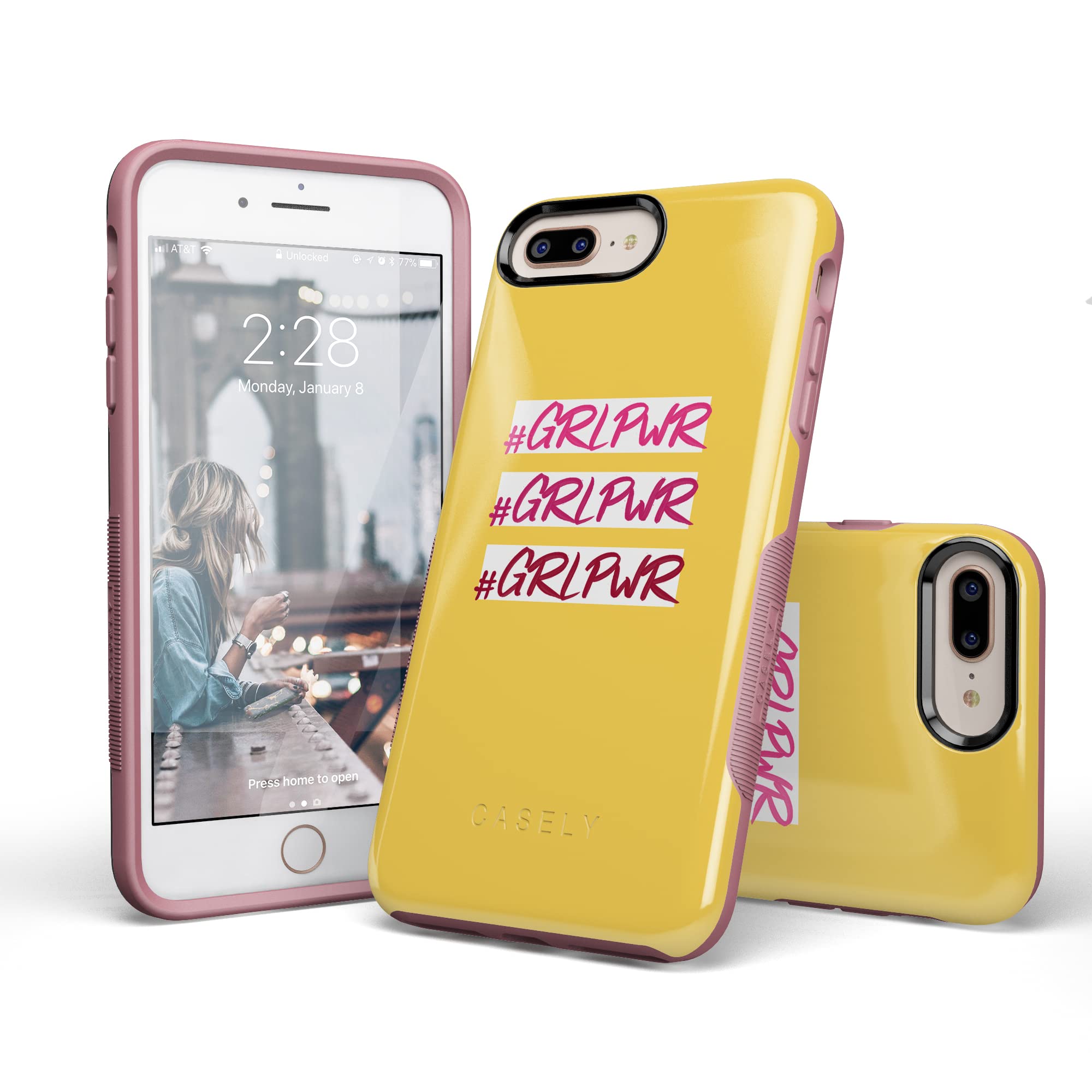 Casely iPhone 6/7/8 Plus Case - #GRLPWR Triple Threat Protective Phone Cover | Slim Shockproof Case for Women, Girls | Perfect for Work, School & Everyday Use