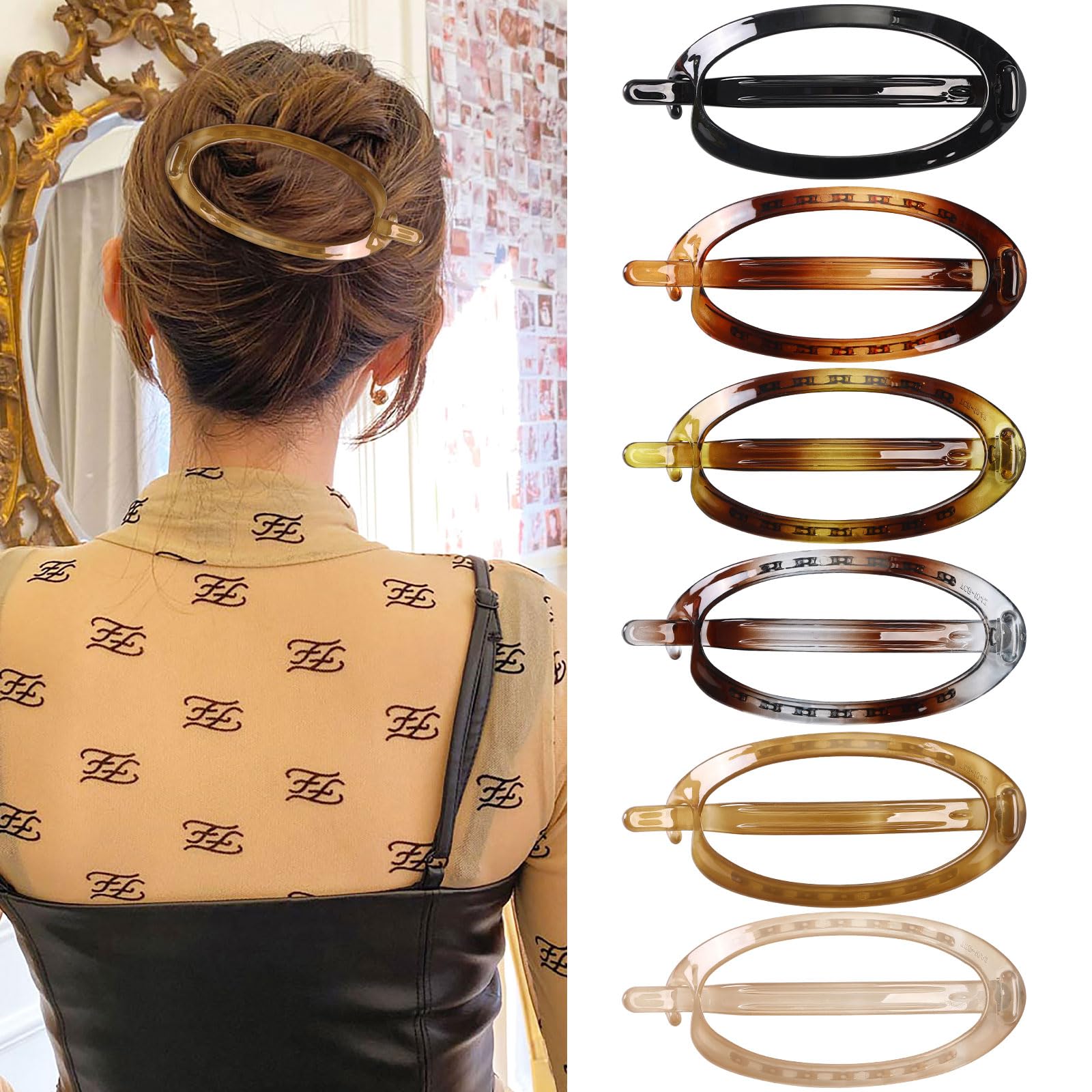 French Concord Hair Claws - 6Pcs No Slip Grip Strong Hold Hair Clips for Women & Girls | Tortoiseshell Large 4.7 Inch Hair Accessories | Perfect for Thick, Thin Hair, Updos, Ponytails & Everyday Styling