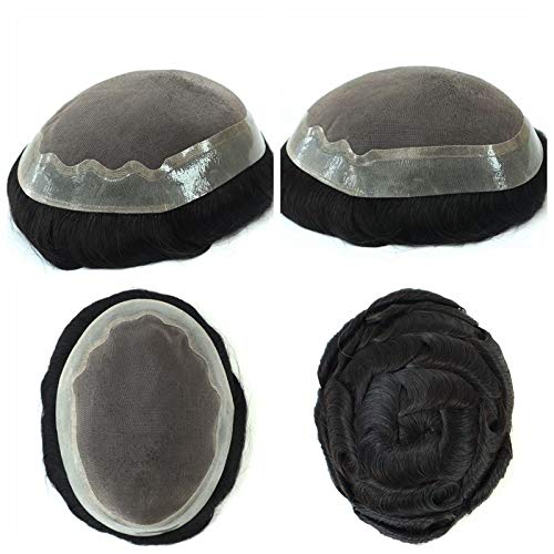Men's Real Human Hair Toupee - 6x8 Thin Skin Mono Hairpiece for Black Hair Replacement System | Natural & Undetectable Hairpiece for Thinning Hair | Perfect for Daily Wear, Special Occasions & Confidence Boost