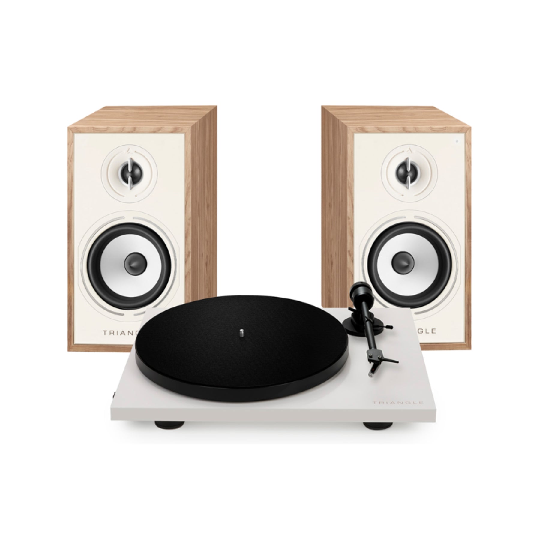 Triangle Lunar 1 Turntable with Borea BR03 Wireless Bookshelf Speakers - Hi-Fi Vinyl Record Player & Bluetooth Speaker System for Home Audio, Living Room, and Studio Use