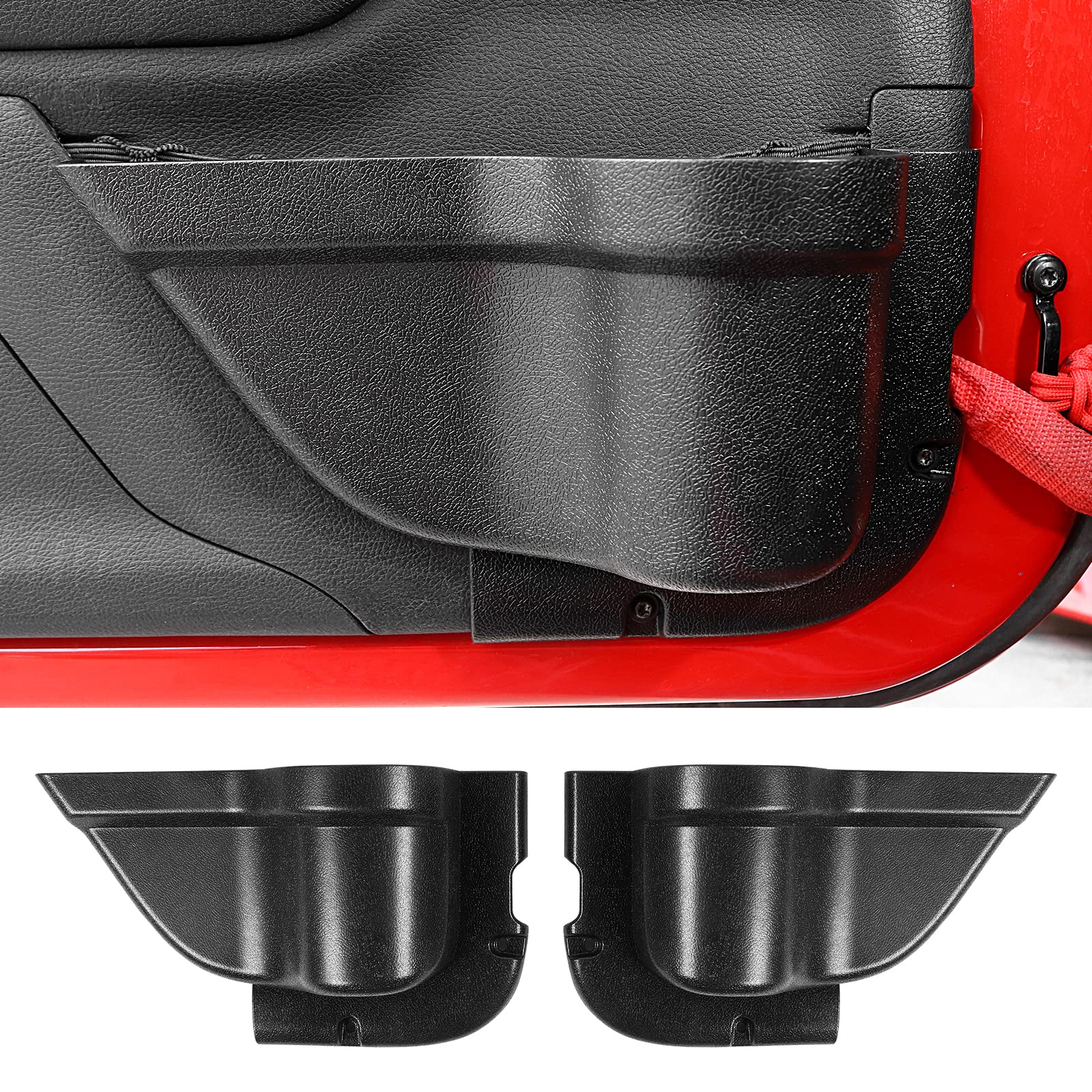 JeCar Front Door Storage Pockets & Net Organizers - Replacement Interior Accessories for Jeep Wrangler JK JKU (2011-2018 Models) - Perfect for Road Trips & Off-Road Adventures