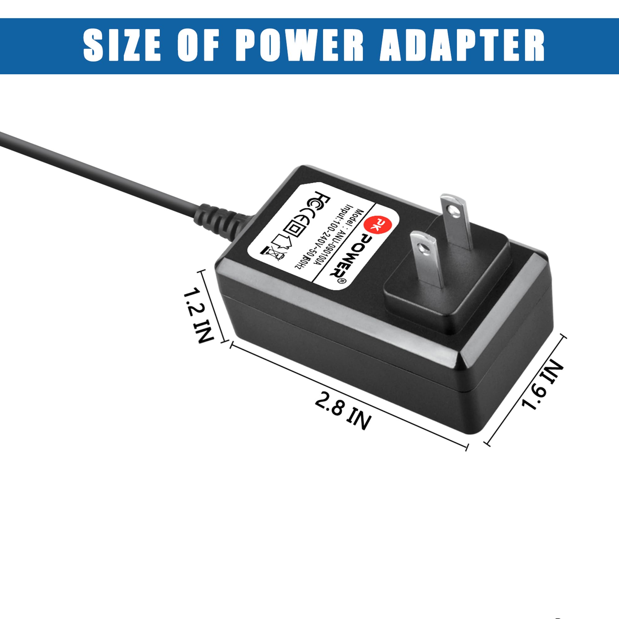 PKPOWER AC Adapter Charger for OneTouch Verio IQ Blood Glucose Monitor - Replacement Power Supply for Diabetes Testing Kit - Perfect for Home & Travel Use