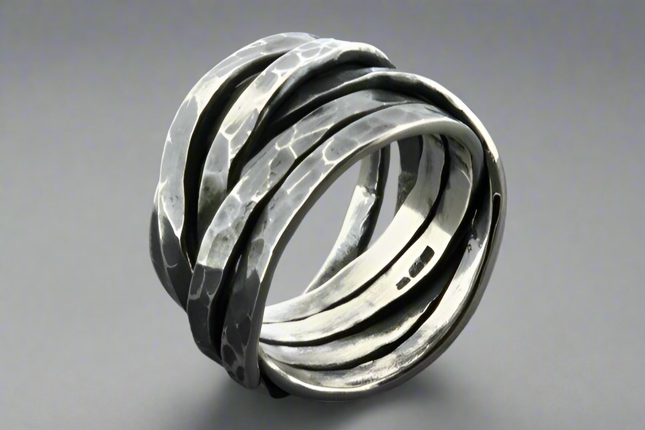 Flat Hammered Knot Ring - Oxidized Sterling Silver Jewelry for Women, Boho Style Handmade Ring - Perfect for Everyday Wear, Gifts & Special Occasions