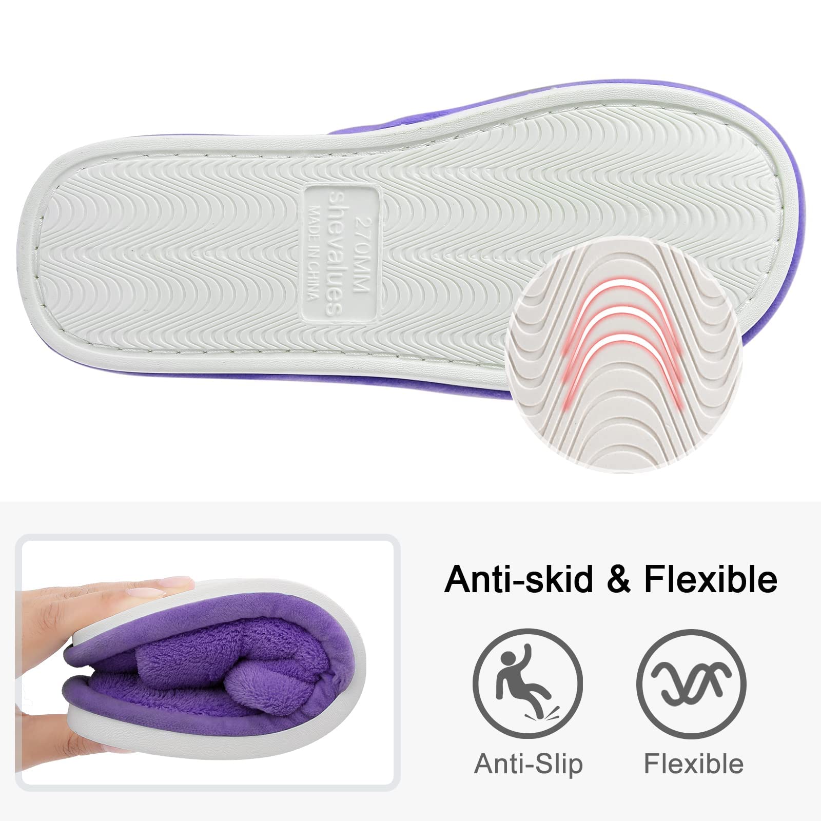 Shevalues Women's Terry Cloth Open Toe Slippers with Memory Foam - Soft & Comfortable Slip-On House Shoes for Indoor, Spa, and Lounge Wear