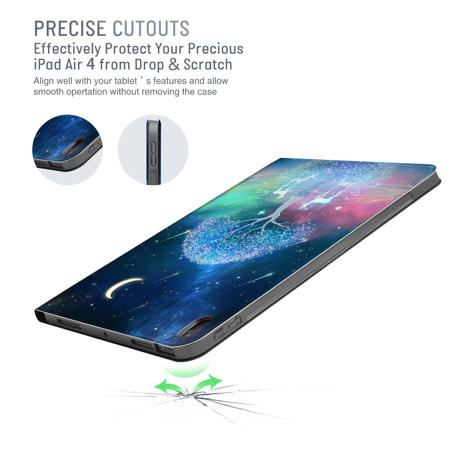 Premium iPad Air 5th/4th Gen Case (2024 M2 11-inch/10.9-inch) - Multi-Angle Stand Cover with Auto Wake/Sleep | Sky Deer Design | Perfect for Work, Travel & Home Use