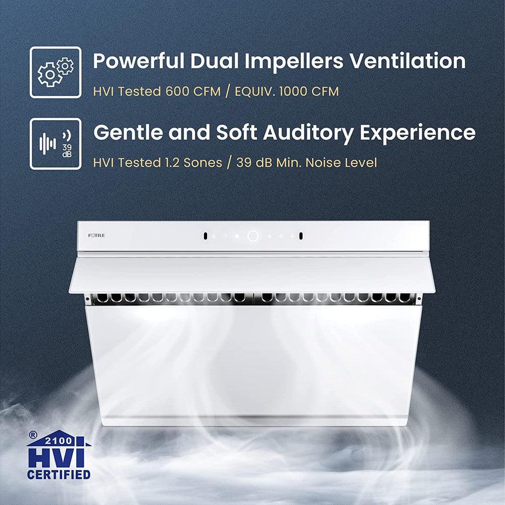 Fotile JQG9006 36-Inch 1000 CFM Wall Mount Range Hood - Motion & Touch Control, Onyx Black - Powerful Kitchen Ventilation for Gas Stoves & Cooking Areas