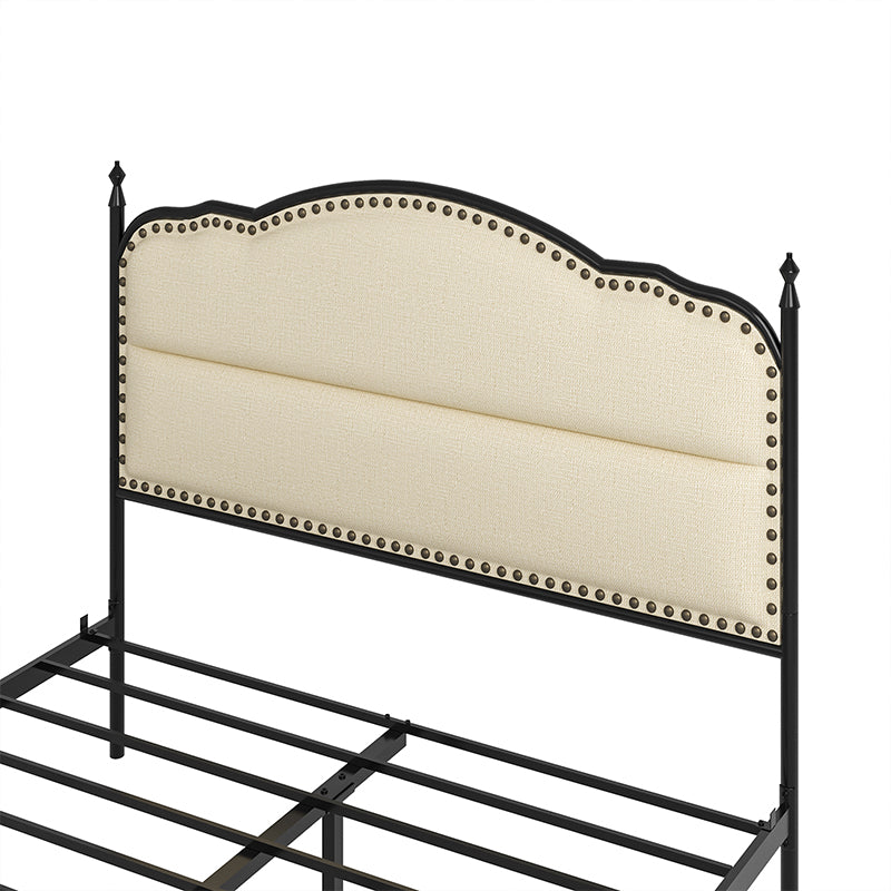 Ernesto 61 Industrial King & Queen Size Platform Bed Frame - Modern Metal & Wood Design for Bedroom, Guest Room, Loft or Studio Apartment
