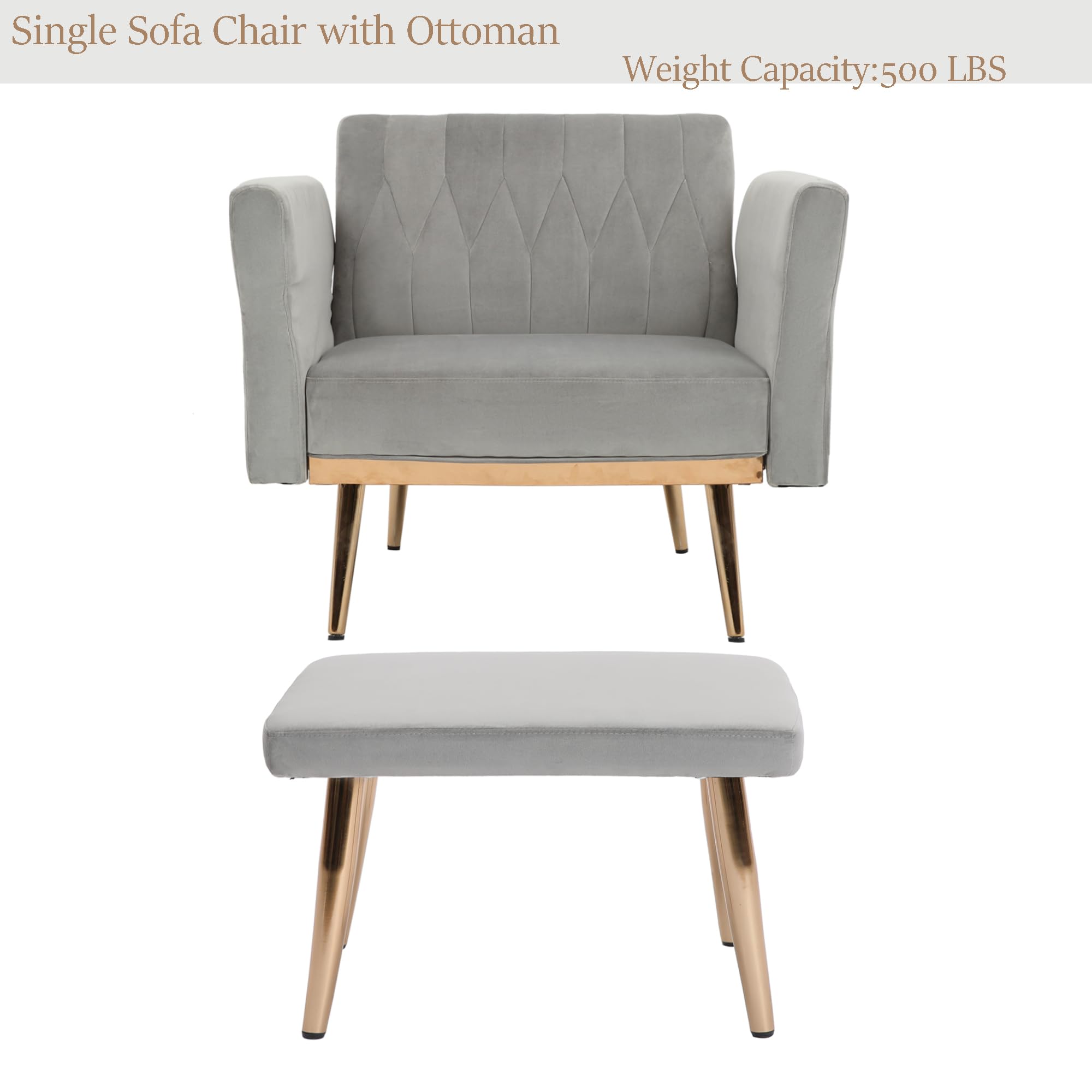 Modern Velvet Chaise Lounge Chair with 3 Reclining Positions - Convertible Recliner to Bed, Adjustable Futon Sofa Sleeper for Living Room, Bedroom, Apartment, Dorm & Office - Soft Grey Velvet Upholstery - Perfect for Lounging, Napping & Small Space Living