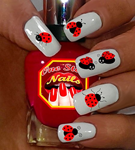 One Stop Nails Ladybug Water Slide Nail Decals - Cute Insect Nail Art Transfers for DIY Manicures | Perfect for Spring, Summer Nail Designs & Kids' Nail Parties