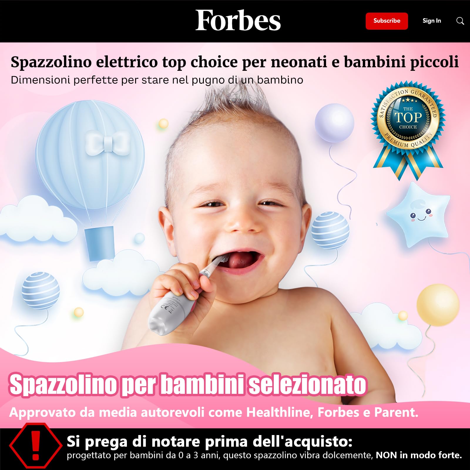 Electric Toothbrush for Kids 1-3 Years Old - Soft Bristles with LED Light & Timer - 4 Replacement Heads - Pink (Ideal for Toddler Dental Care & Baby Teeth Cleaning)