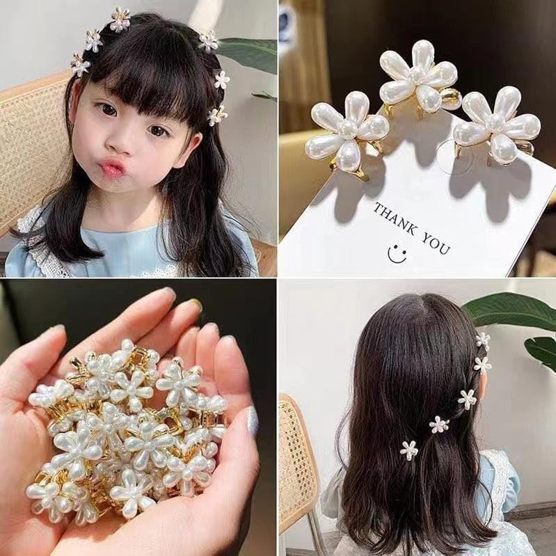 Korean Pearl Hair Clips for Girls - 12pcs White, Cute Heart Hair Accessories for School & Party
