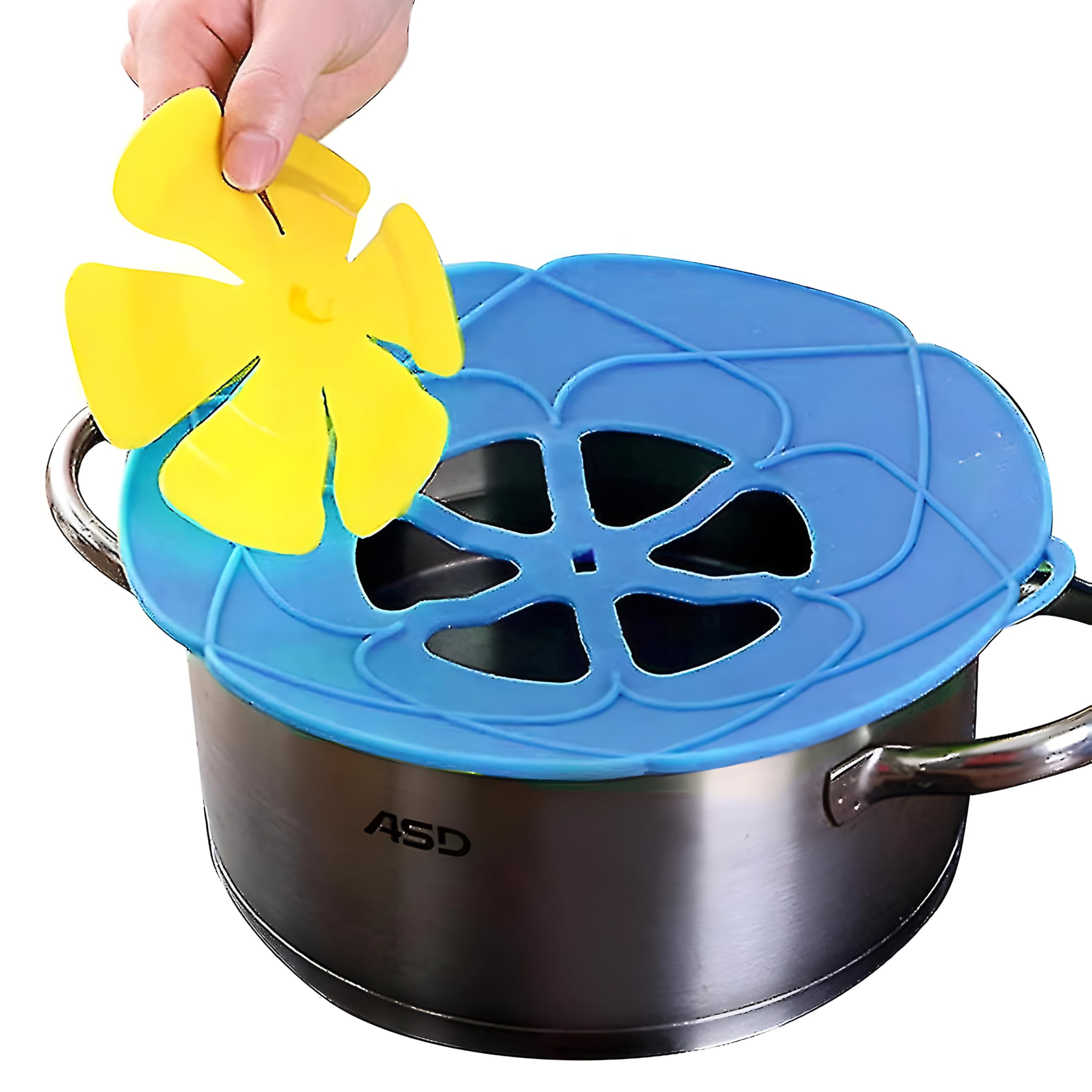 Premium Silicone Pot Lid - Reusable Spill-Proof Cover for Cooking Pots & Pans | Boil Over Prevention Kitchen Essential | Dishwasher Safe | Perfect for Soup, Pasta & Rice Cooking (Blue)