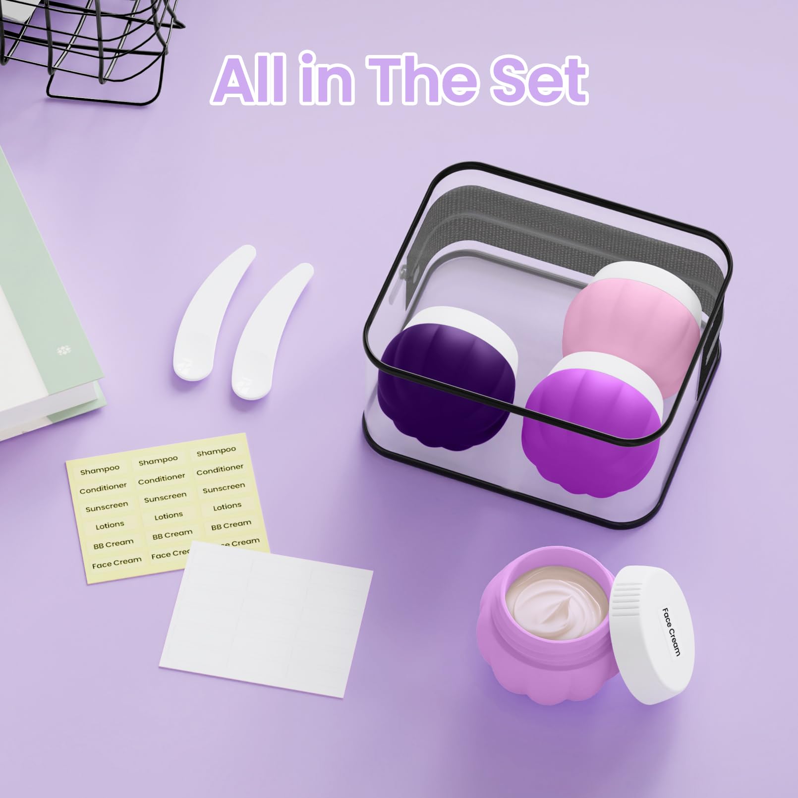 TSA Approved 1oz Leak Proof Silicone Travel Containers for Toiletries - Mini Travel Bottles with Lids for Creams & Lotions - Perfect for Air Travel, Gym Bag & Vacation Essentials