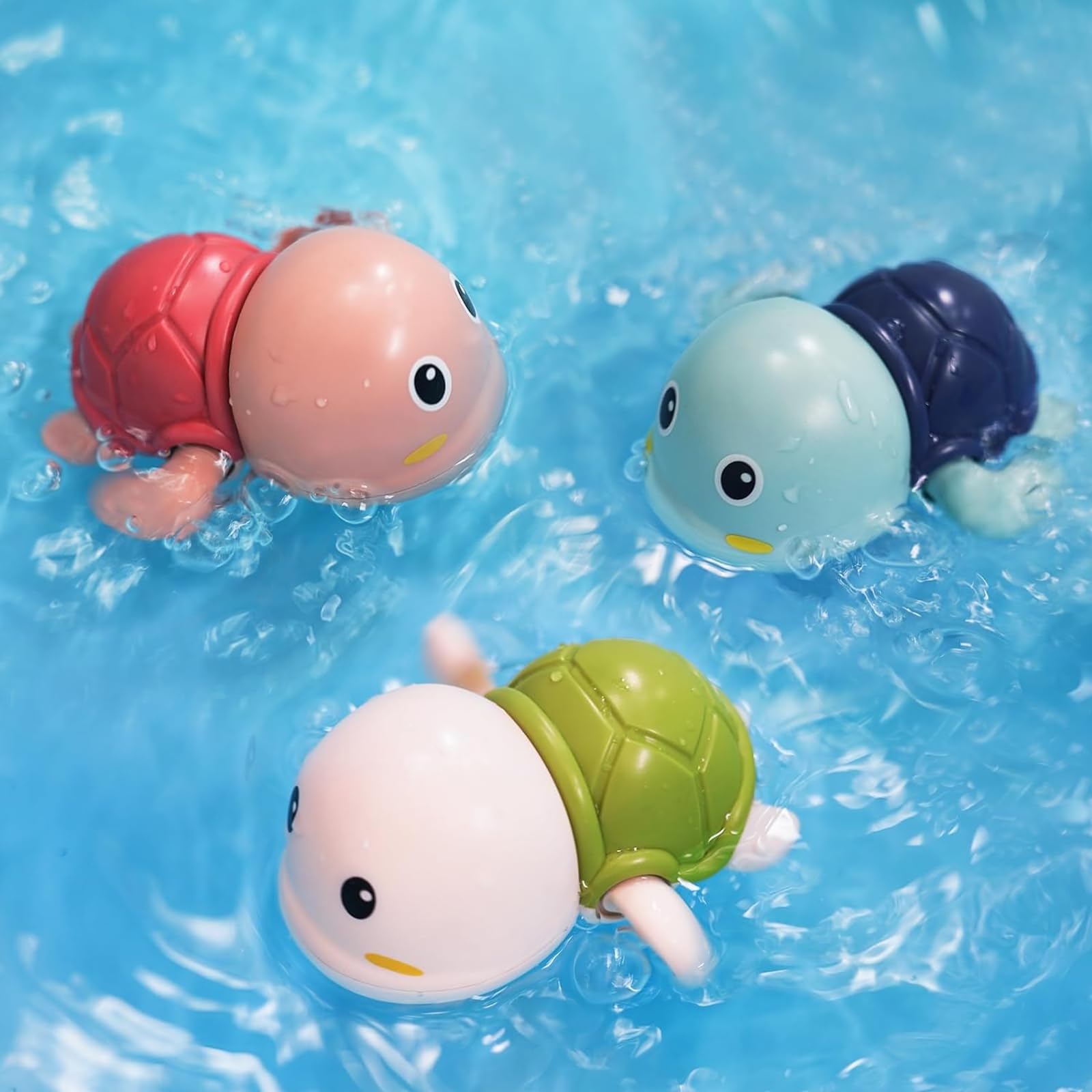 3Pcs Turtle Water Toys for Kids - Fun Shower & Bath Toys for Toddlers 3-5 Years Old, Cute Cartoon Swimming Turtle & Elephant Bathtub Toys - Perfect for Bath Time Play, Pool Parties & Sensory Water Play