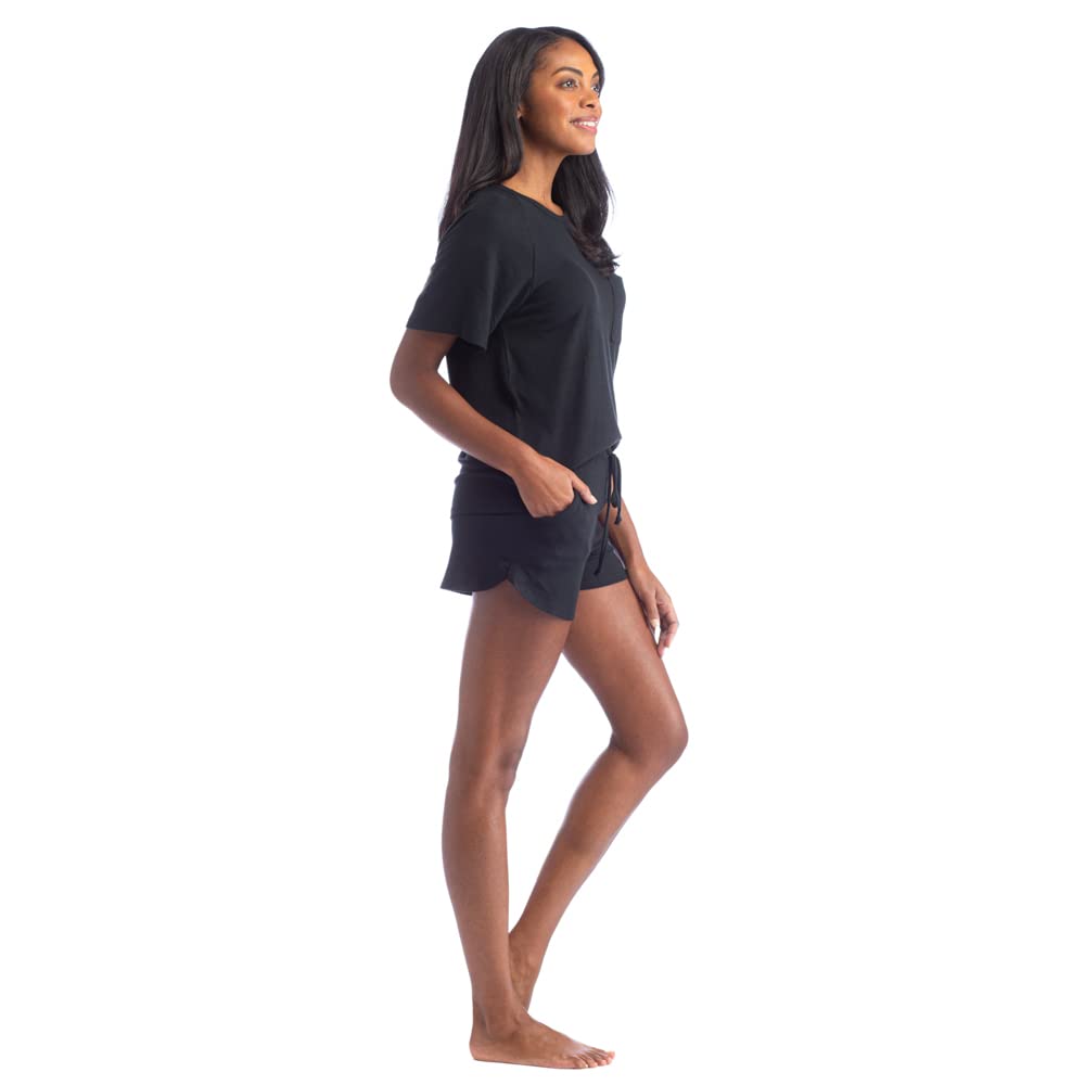 Softies Dream Slouchy Tee & Shorts Lounge Set - Women's Comfy Cotton Pajama Outfit for Sleep, Relaxing at Home & Lounging