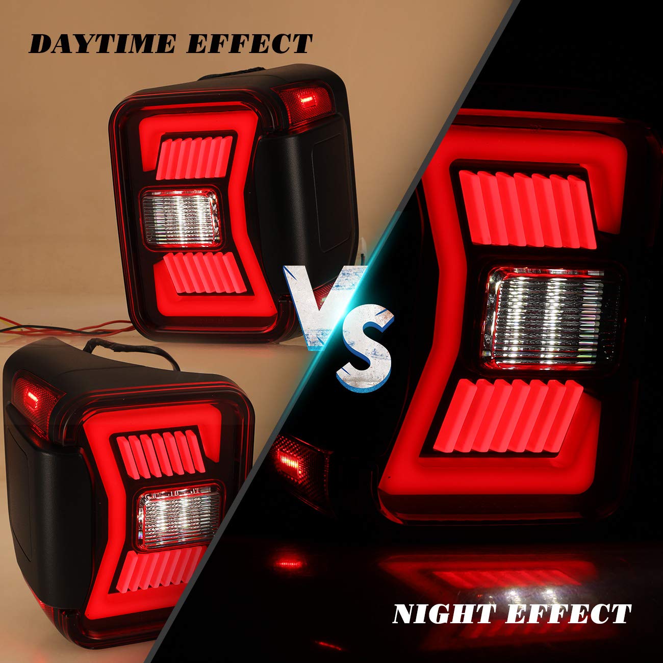 **AUTOWIKI LED Tail Lights for 2019-2025 Jeep Gladiator JT - Black Red Lens Sequential Turn Signal Lights (1 Pair) - Direct Replacement Rear Lamps - Perfect for Off-Roading & Night Driving**