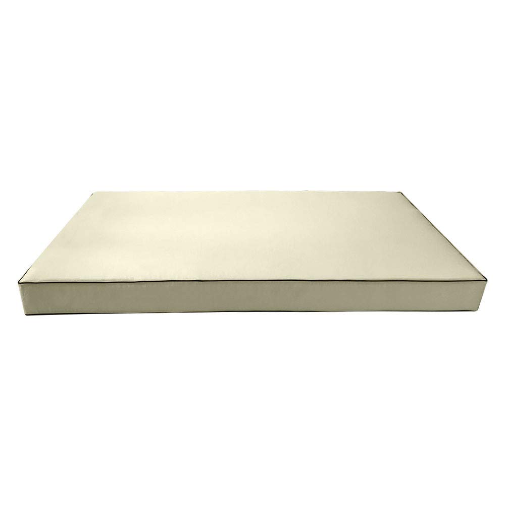 Prolinemax Style2 Full Size 5-Piece Outdoor Daybed Set - Contrast Piping Mattress Cover, Bolster Pillows & Fitted Sheet (AD005) for Patio, Poolside or Garden Lounge Relaxation