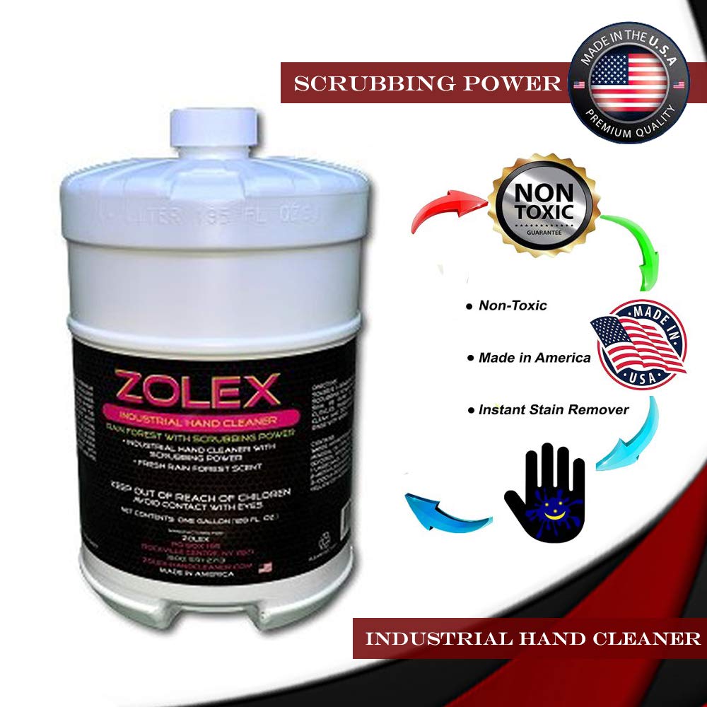 Zolex Citrus Hand Cleaner with Scrubbing Power - 4 Pack (1 Gallon Each) + Free Dispenser - Heavy Duty Degreaser for Mechanics, Auto Shops & Industrial Use