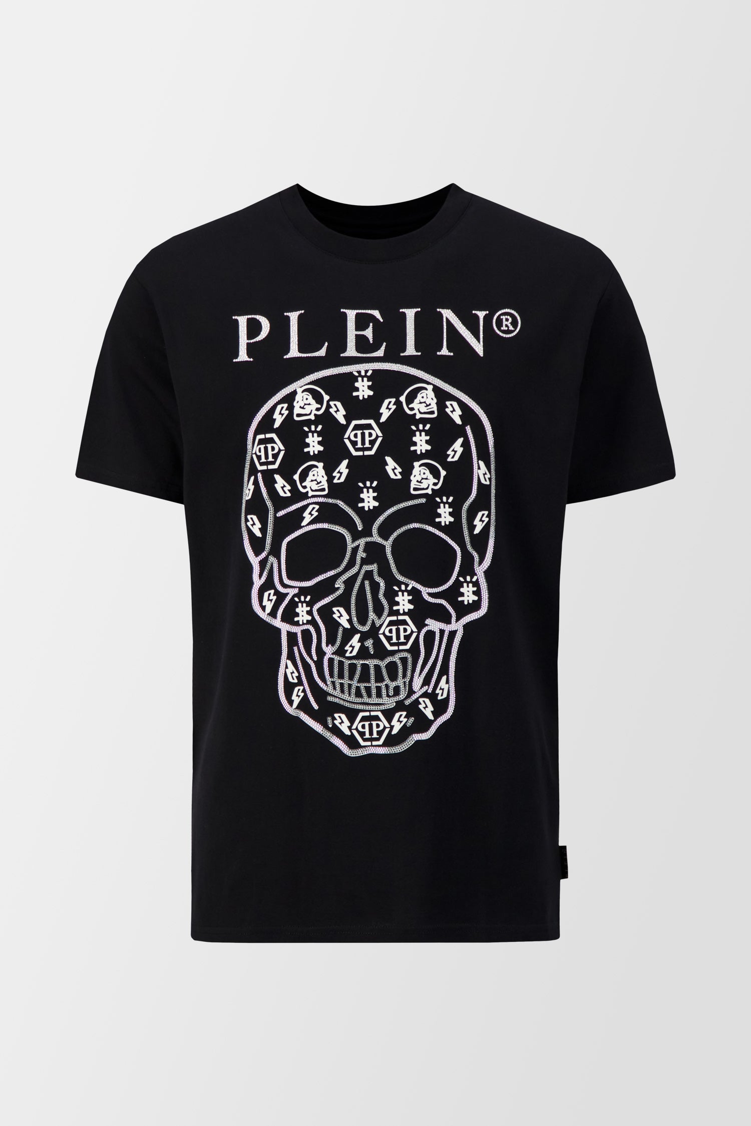 Philipp Plein Black Round Neck Short Sleeve Crystal Embellished T-Shirt for Men | Stylish Party & Casual Wear