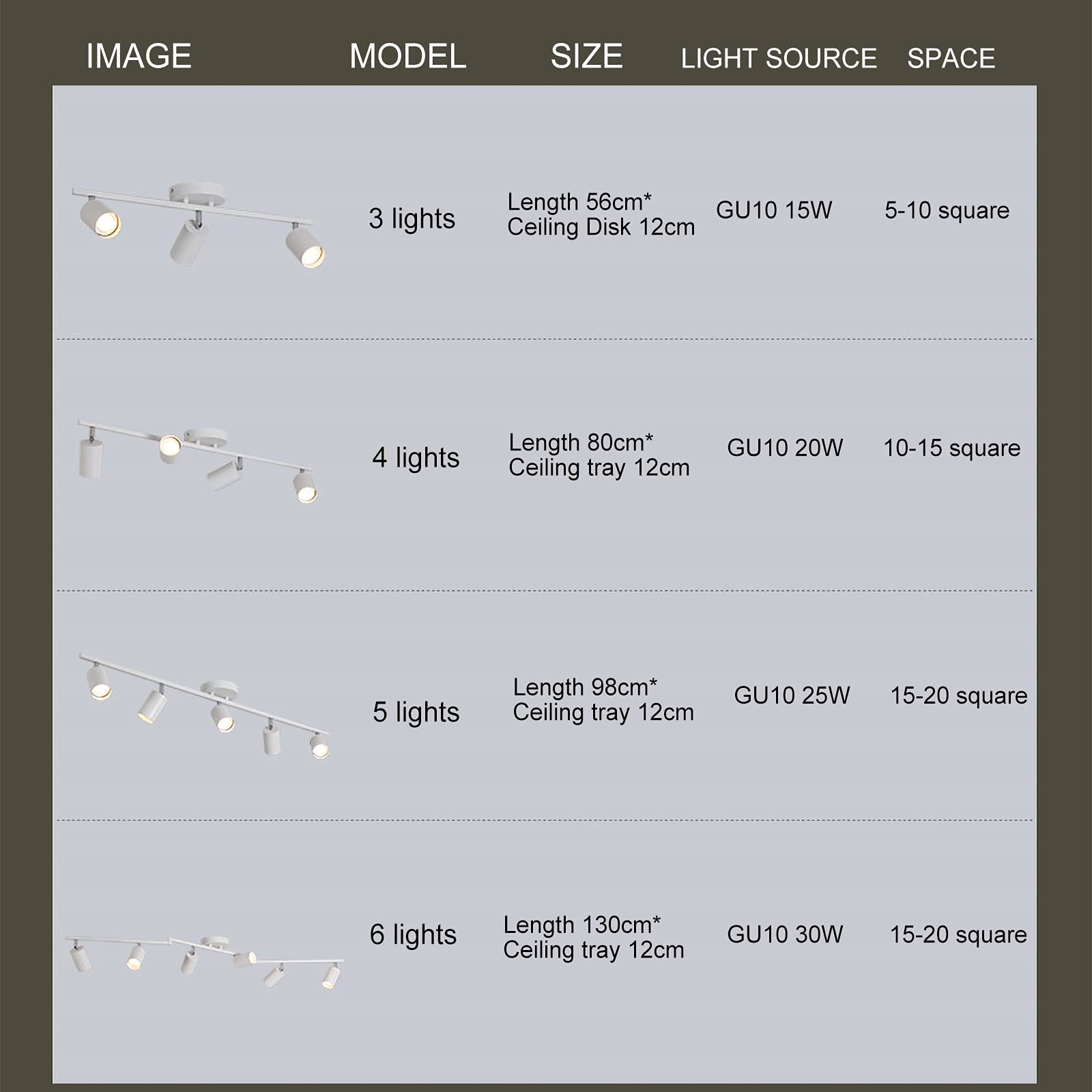 Track Lighting Kit for Ceiling LED Spotlights, 6-Pack Adjustable GU10 5W Recessed Lights with Warm Gold Finish - Perfect for Living Room, Wardrobe, Office & Commercial Spaces