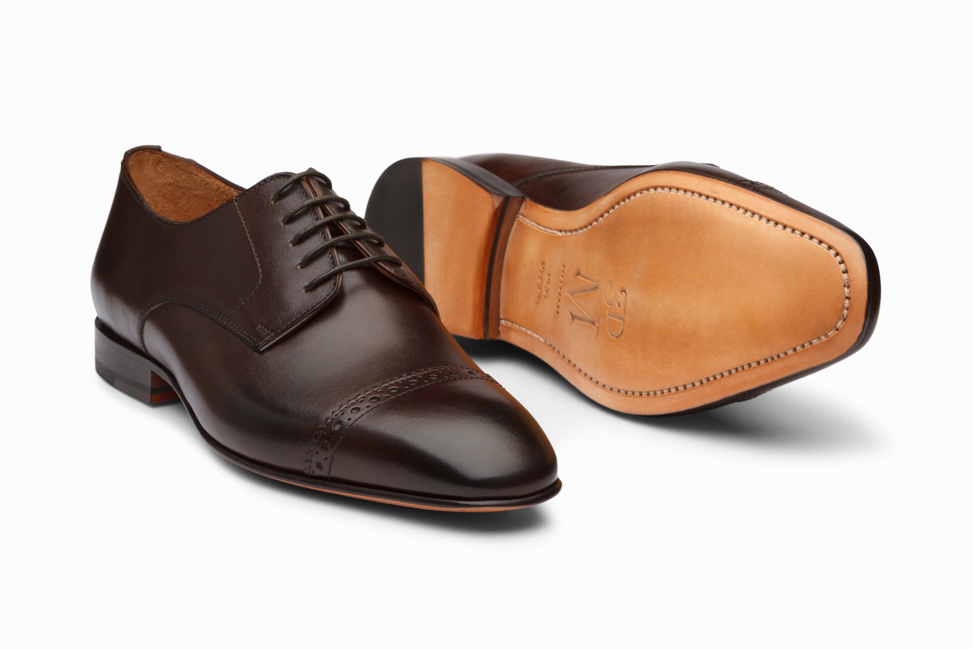 Premium Dark Brown Captoe Derby Shoes for Men - Classic Formal & Business Dress Shoes for Office, Wedding & Special Occasions