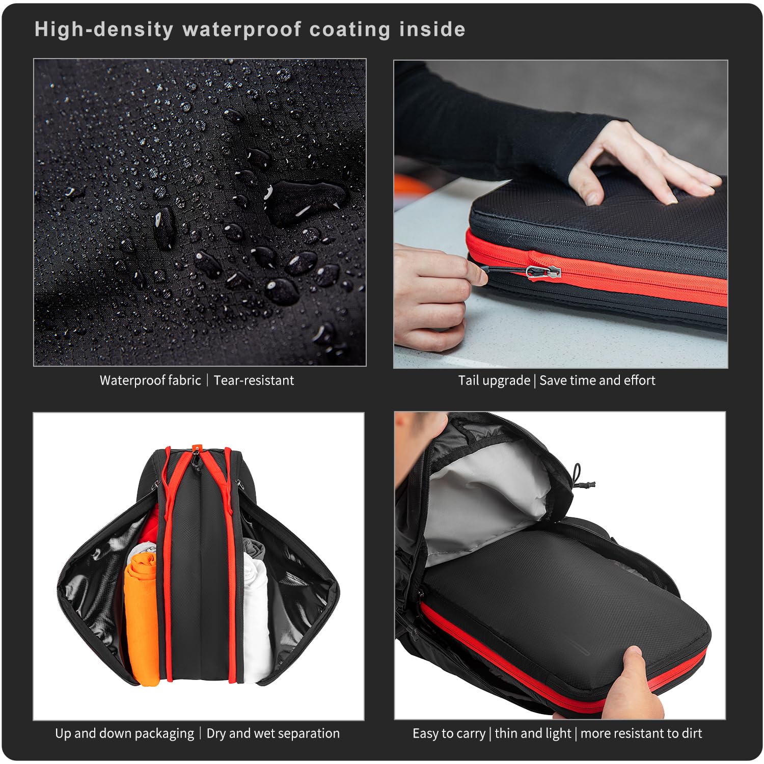 Waterproof Compression Packing Cubes for Travel - 9L Double-Sided Compressible Organizer Bags for Carry-On Suitcases (Black/Gray) | Perfect for Business Trips, Vacations & Weekend Getaways
