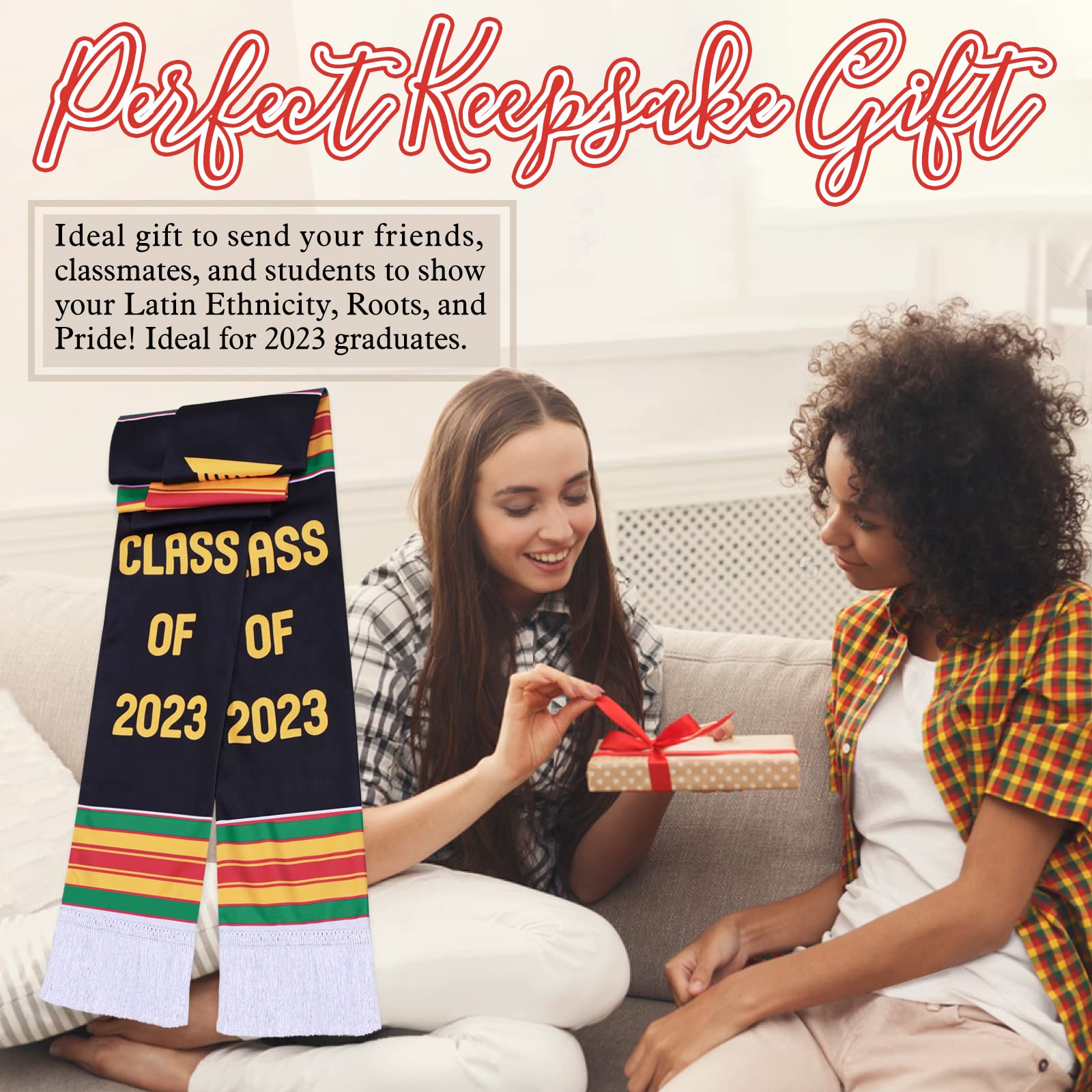 2023 Graduation Stole - Authentic Mexican Serape Sash for High School & College Graduation - Perfect for Cinco de Mayo, Hispanic Heritage Month & Cultural Celebrations