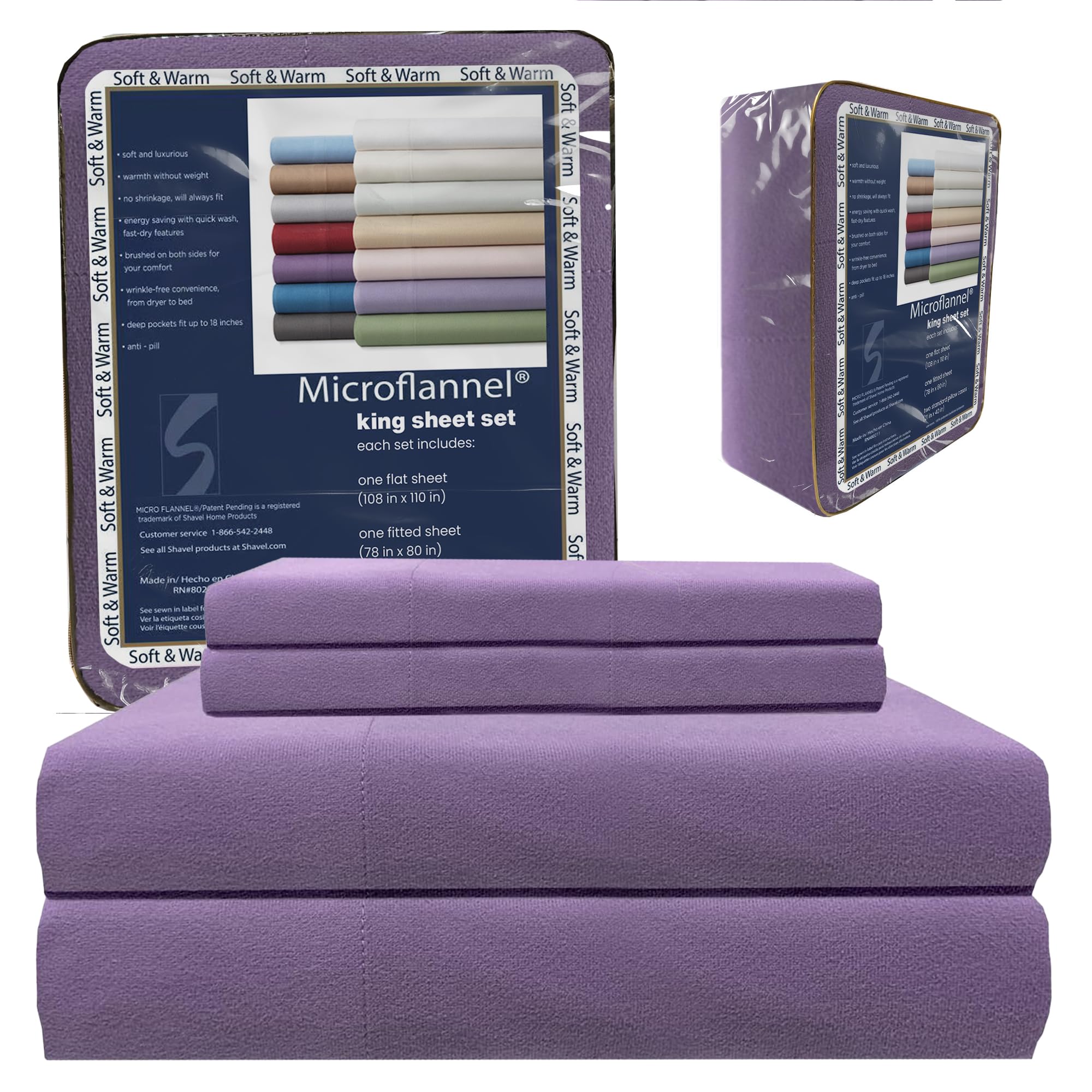 Thermee Micro Flannel King Size Sheet Set - 18
