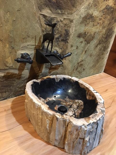 Natural Petrified Wood Bathroom Sink - Unique Stone Vanity Basin for Modern & Rustic Decor - Perfect for Farmhouse, Spa, or Luxury Bathroom Renovations