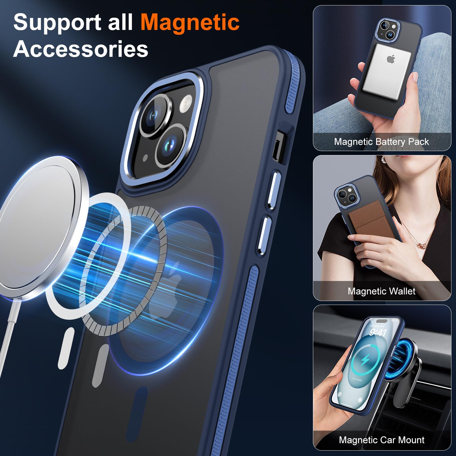 JAME for iPhone 15 Case - Military-Grade Shockproof Slim Fit Phone Cover with 2 Tempered Glass Screen Protectors | Magsafe Compatible | Durable Protection for iPhone 15 | Perfect for Outdoor, Work & Daily Use | Blue