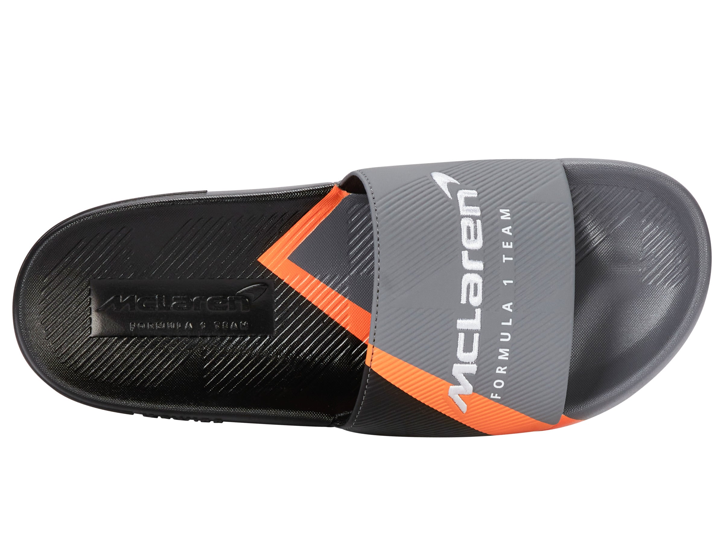 McLaren F1 Team Slide Sandals - 94422 090 M | Anthracite/Black/Papaya Color | Comfortable & Stylish for Casual Wear, Beach, Poolside, and Everyday Use