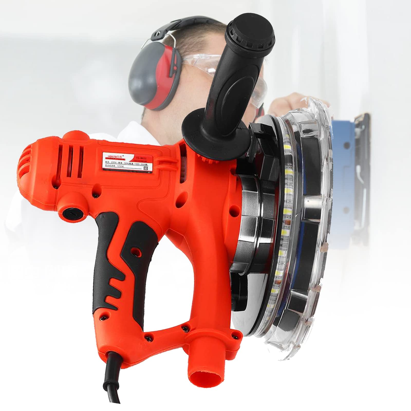 Niligan 1250W Electric Drywall Sander with Self Dust Suction - 6 Variable Speed, LED Light, Dust Hose & Bag - Perfect for Wall Smoothing, Renovation & DIY Home Projects