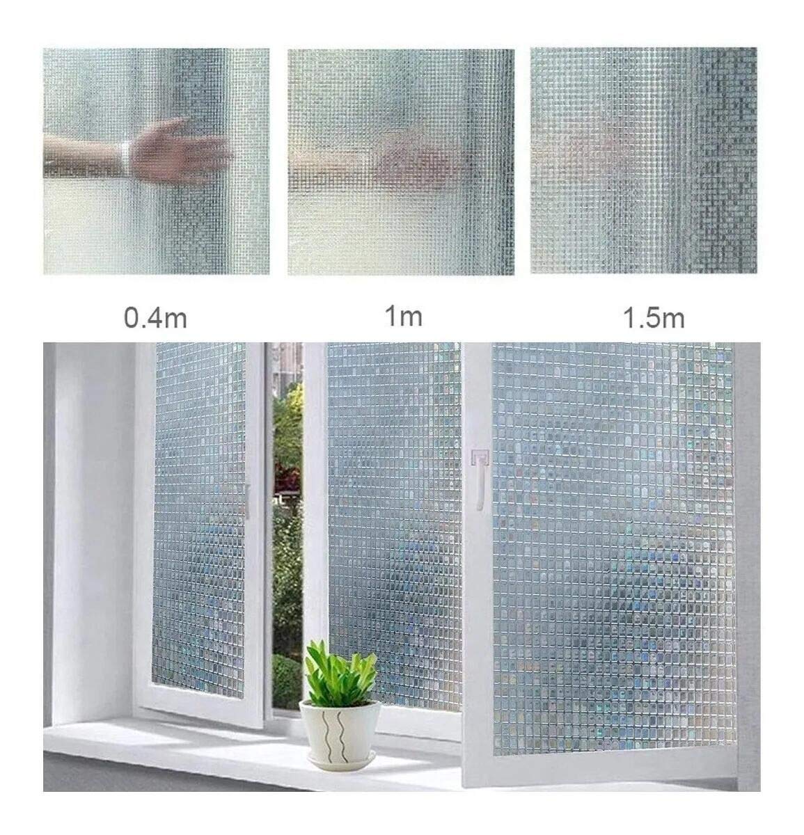 Arthome 3D Mosaic Window Film - 17.5x78.7 Inch Privacy Static Cling Window Tint, No Glue Self-Adhesive UV Protection Film, Removable Rainbow Decorative Window Sticker for Home, Office & Bathroom Privacy