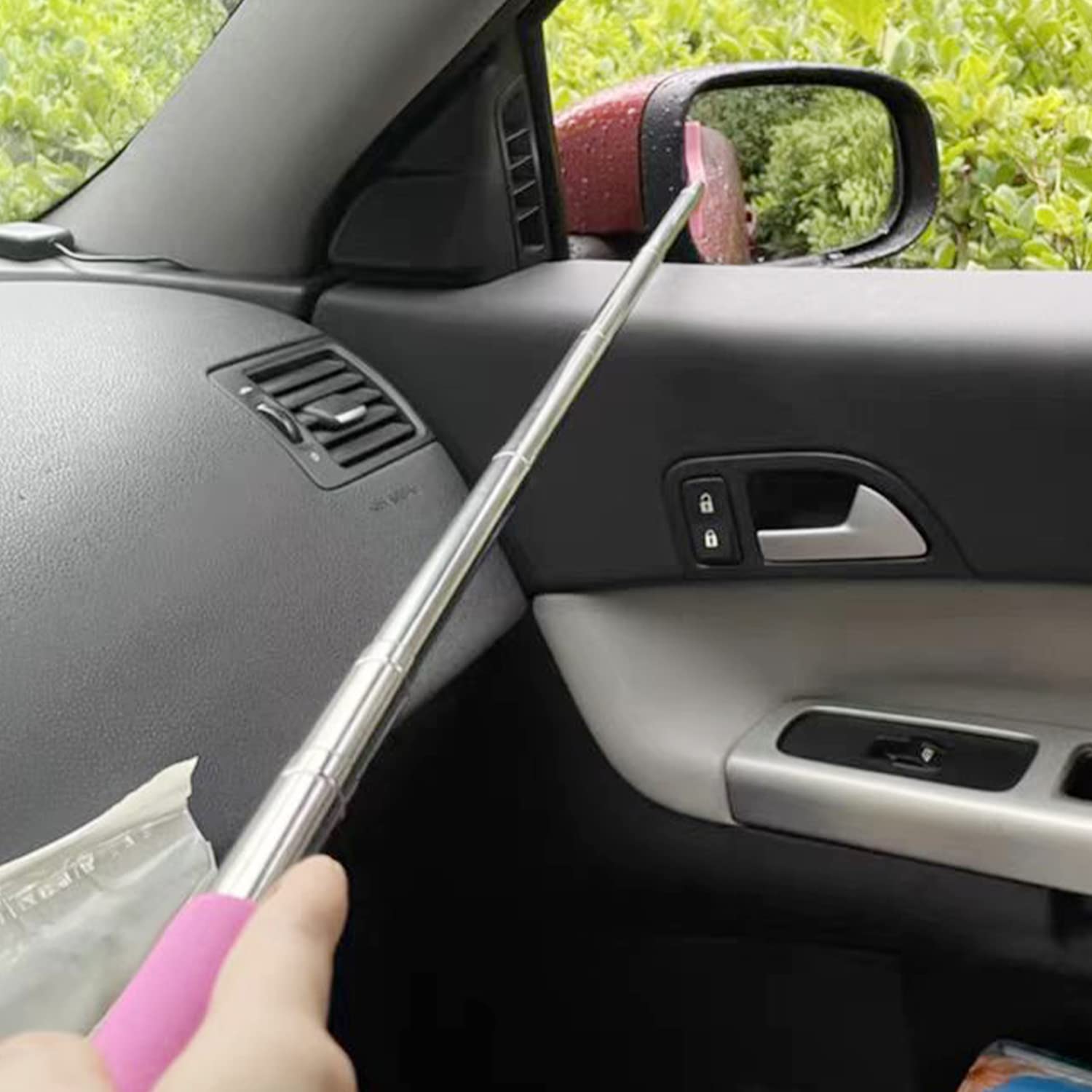 Jeseny 2-Pack Car Rearview Mirror Wiper - Telescopic 98cm Long Handle Auto Mirror Squeegee Cleaner for Windshield & Glass (Red) - Perfect for Car Cleaning, Home Windows & Bathroom Mirrors