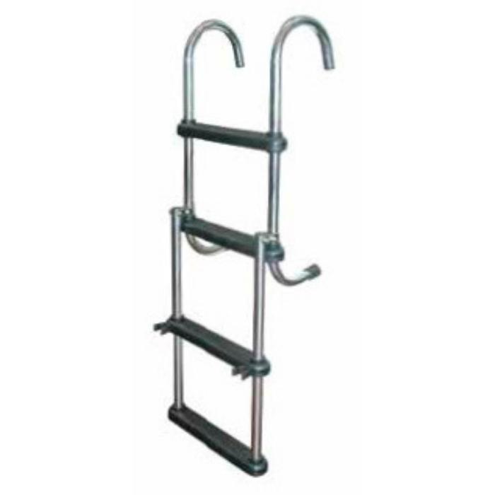 JIF Marine ASC4 SS 4 Step Removable Folding Pontoon Ladder - Heavy Duty Stainless Steel Boat Ladder for Docks, Pontoons & Swimming Platforms | Perfect for Boating, Fishing & Water Sports