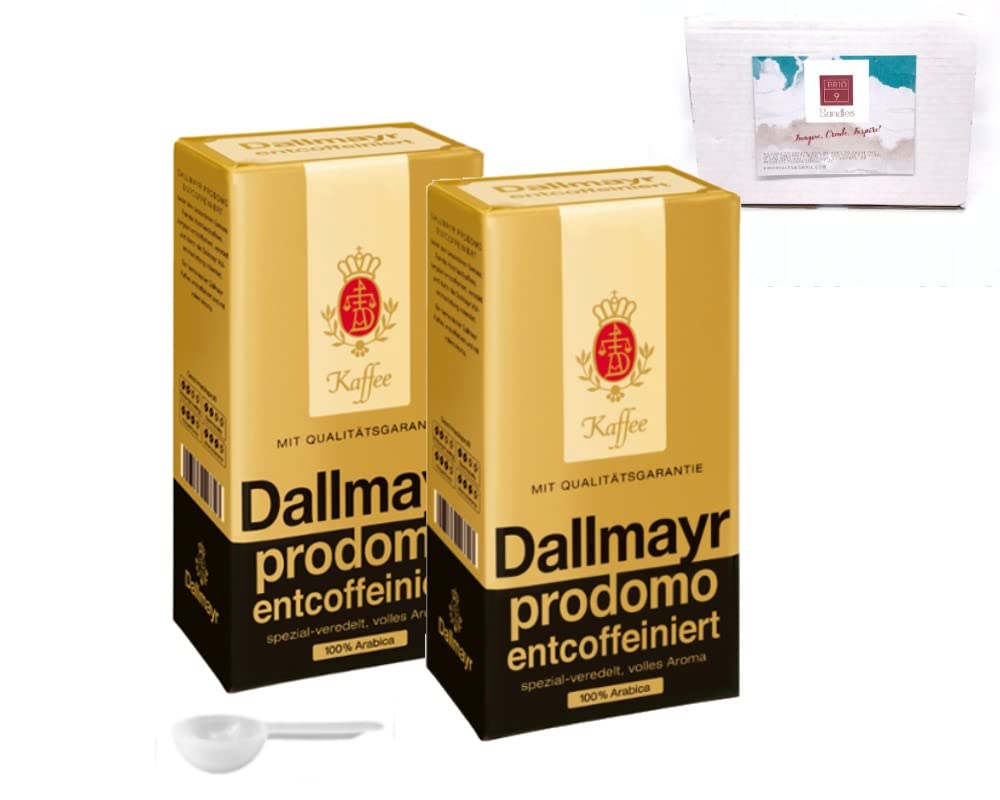 Dallmayr Prodomo Decaffeinated Coffee - Premium Decaf Coffee Beans, 250g (2-Pack) - Perfect for Home Brewing, Office Use & Gifts