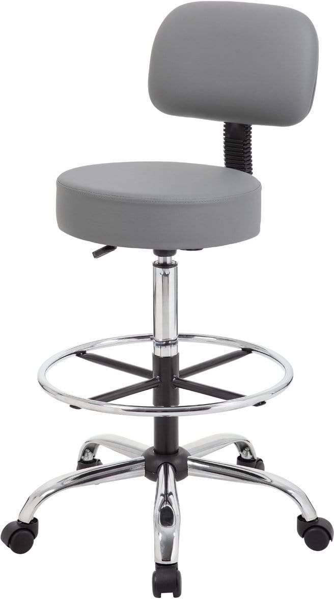 Ergonomic Boss Caressoft Medical Drafting Stool with Adjustable Height & Lumbar Support Back Cushion [B16245 BG] - Perfect for Doctors, Dentists, Tattoo Artists & Home Office Workspaces