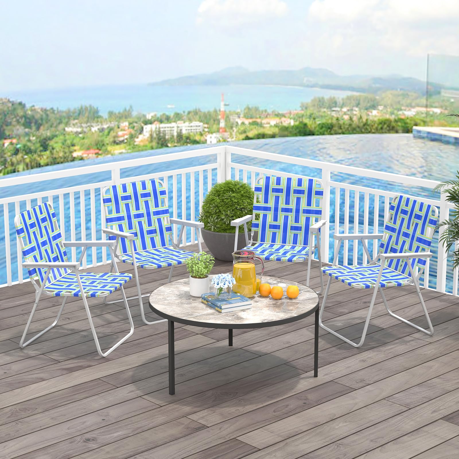 Tangkula 6-Pack Folding Lawn Chairs - Heavy Duty Metal Frame with Webbed Seat & Back, Portable Outdoor Chairs for Patio, Yard, Camping, Beach & Poolside - Perfect for Picnics, BBQs, and Summer Gatherings