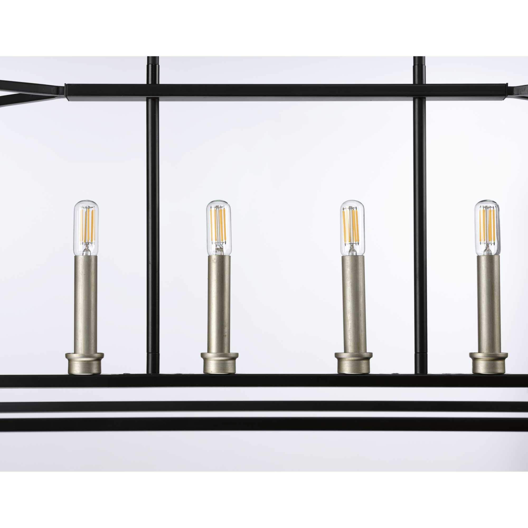 Progress Lighting Seneca Collection 6-Light Farmhouse Chandelier in Matte Black - Rustic Dining Room Pendant Light for Kitchen, Living Room & Entryway