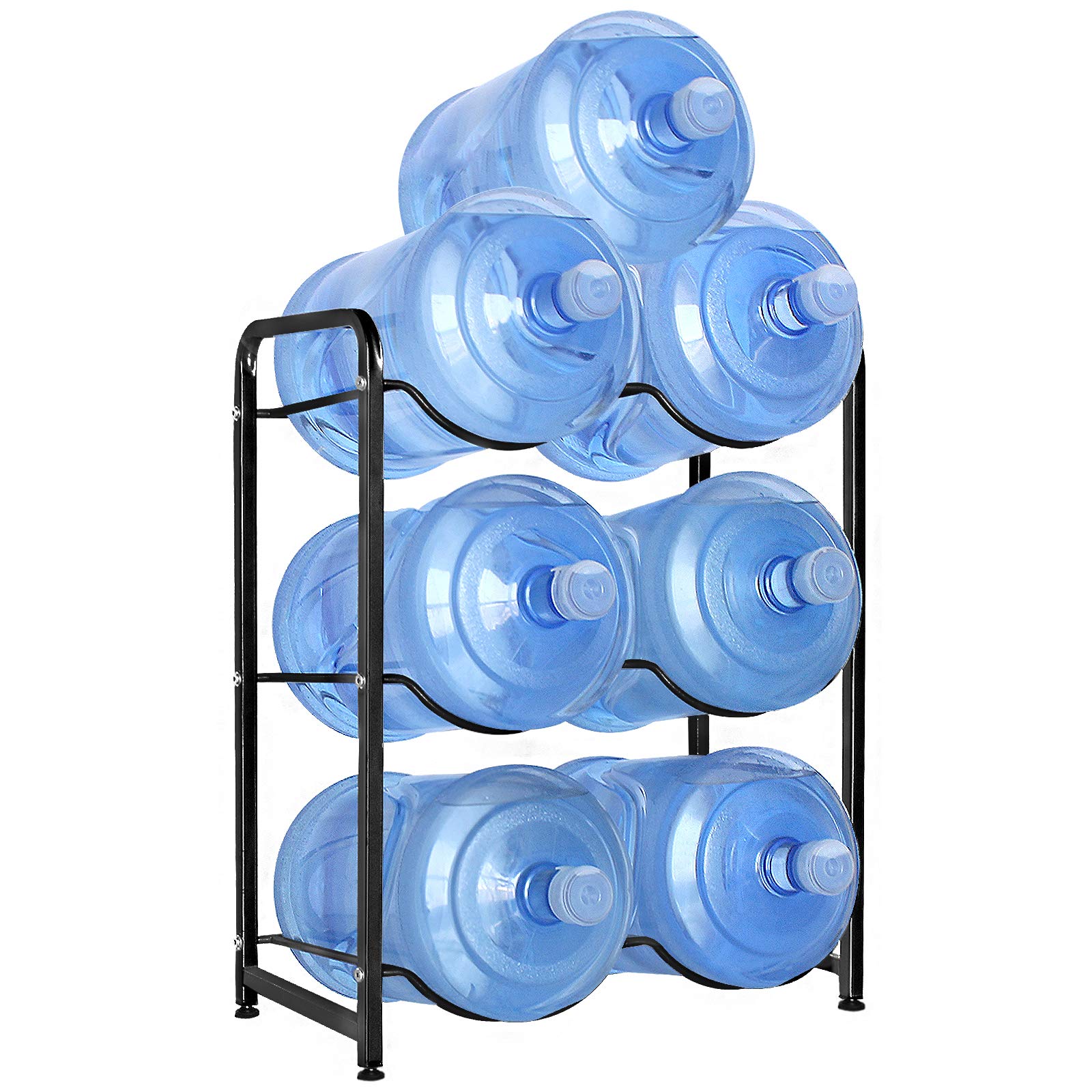 Ultrawesome 5 Gallon Water Cooler Jug Rack - Heavy Duty 3-Tier Nano Steel Water Bottle Holder for Water Dispenser - Space Saving Storage Solution for Home, Office, or Commercial Use (Black)